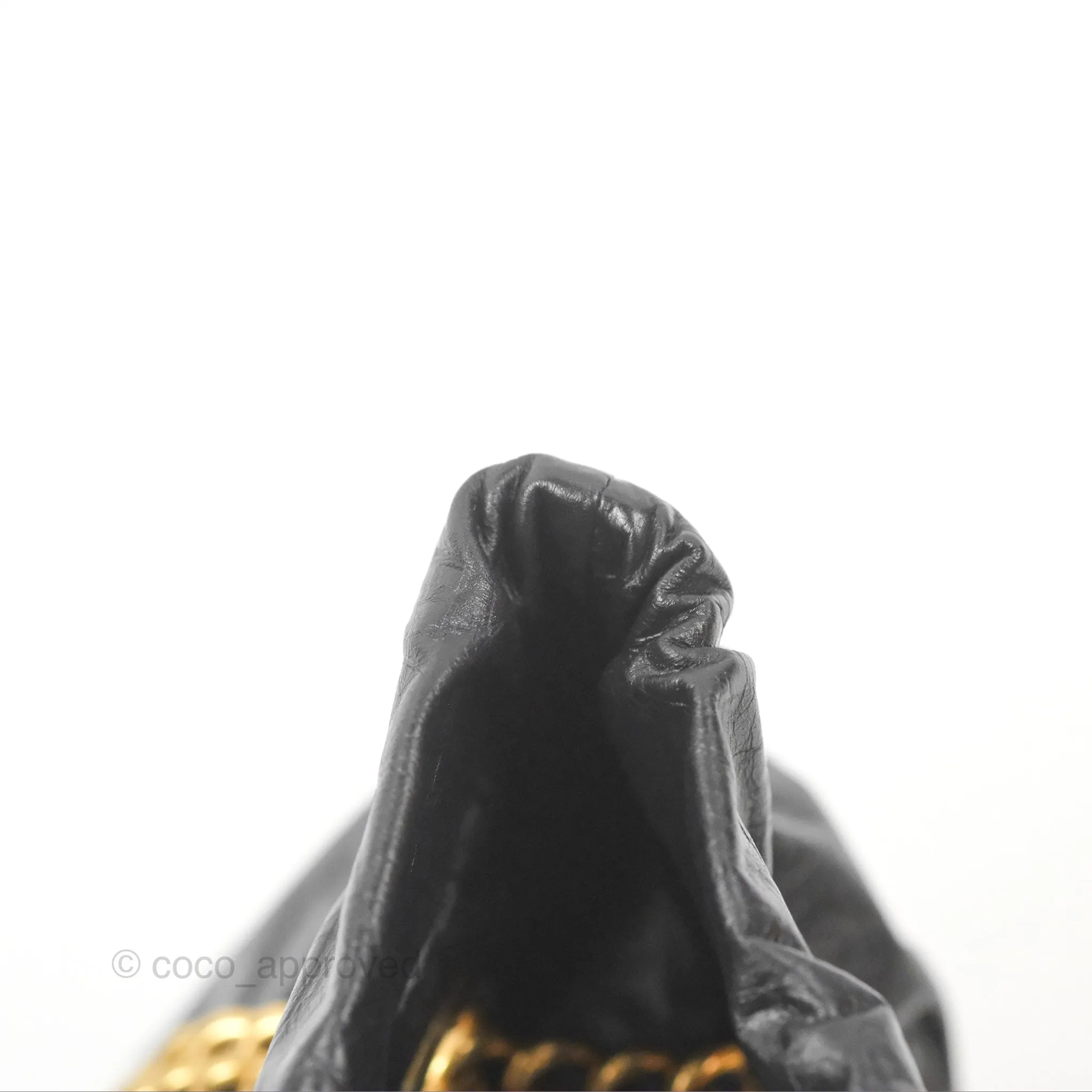 Balenciaga Small Crush Tote Bag Black Calfskin Aged Gold Hardware