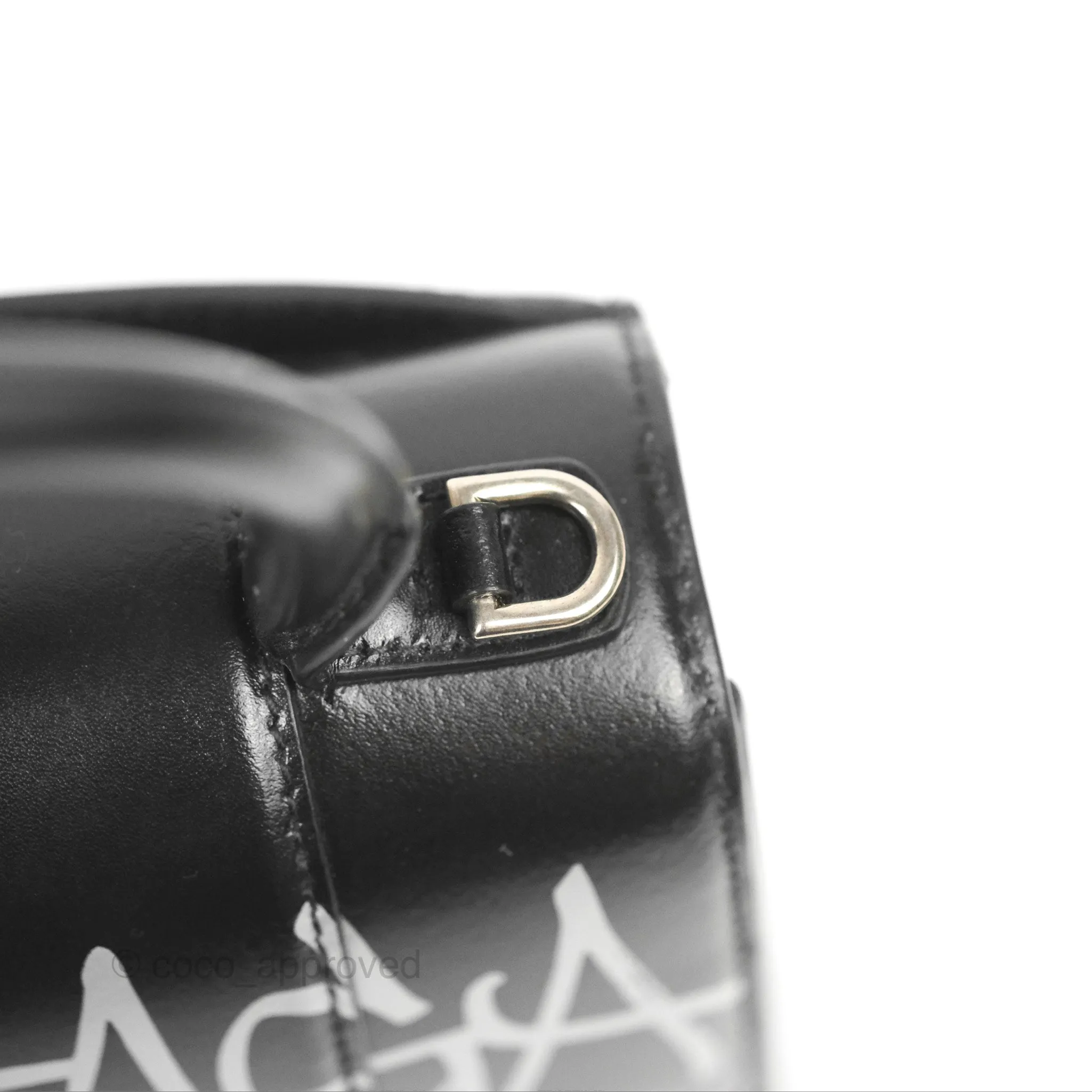 Balenciaga Small Hourglass Graffiti Top Handle Bag Black Calfskin
