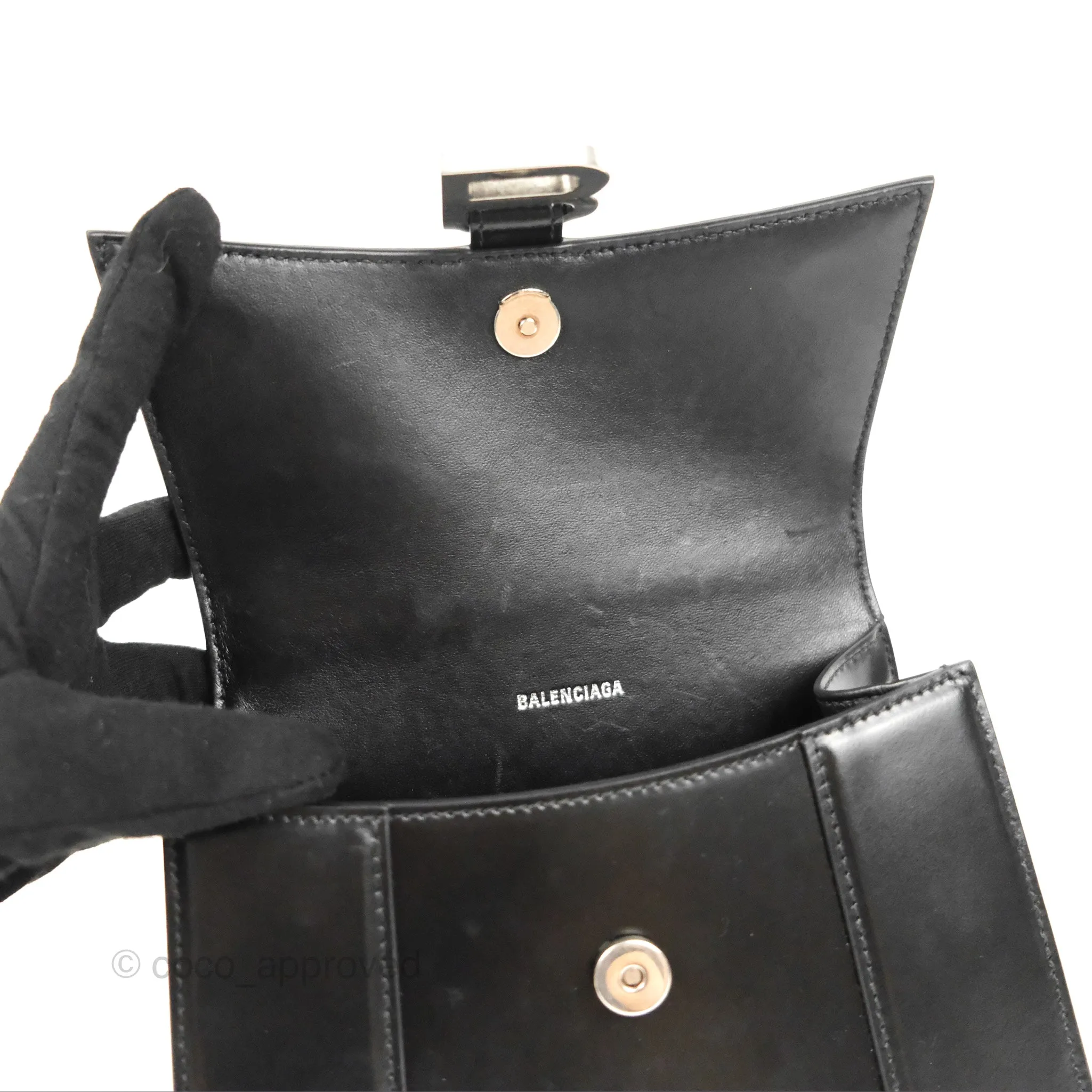 Balenciaga Small Hourglass Graffiti Top Handle Bag Black Calfskin