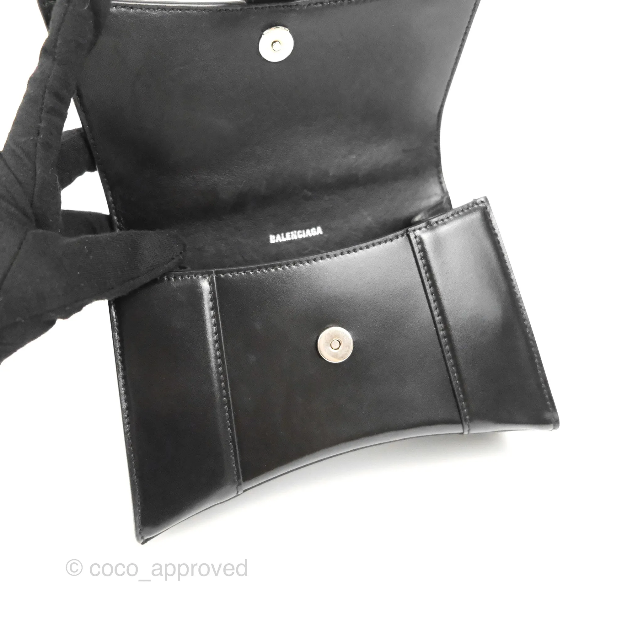 Balenciaga Small Hourglass Graffiti Top Handle Bag Black Calfskin