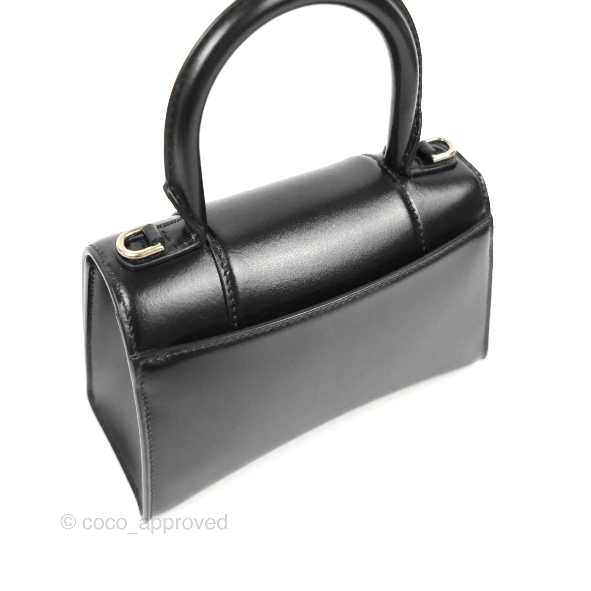 Balenciaga Small Hourglass Graffiti Top Handle Bag Black Calfskin