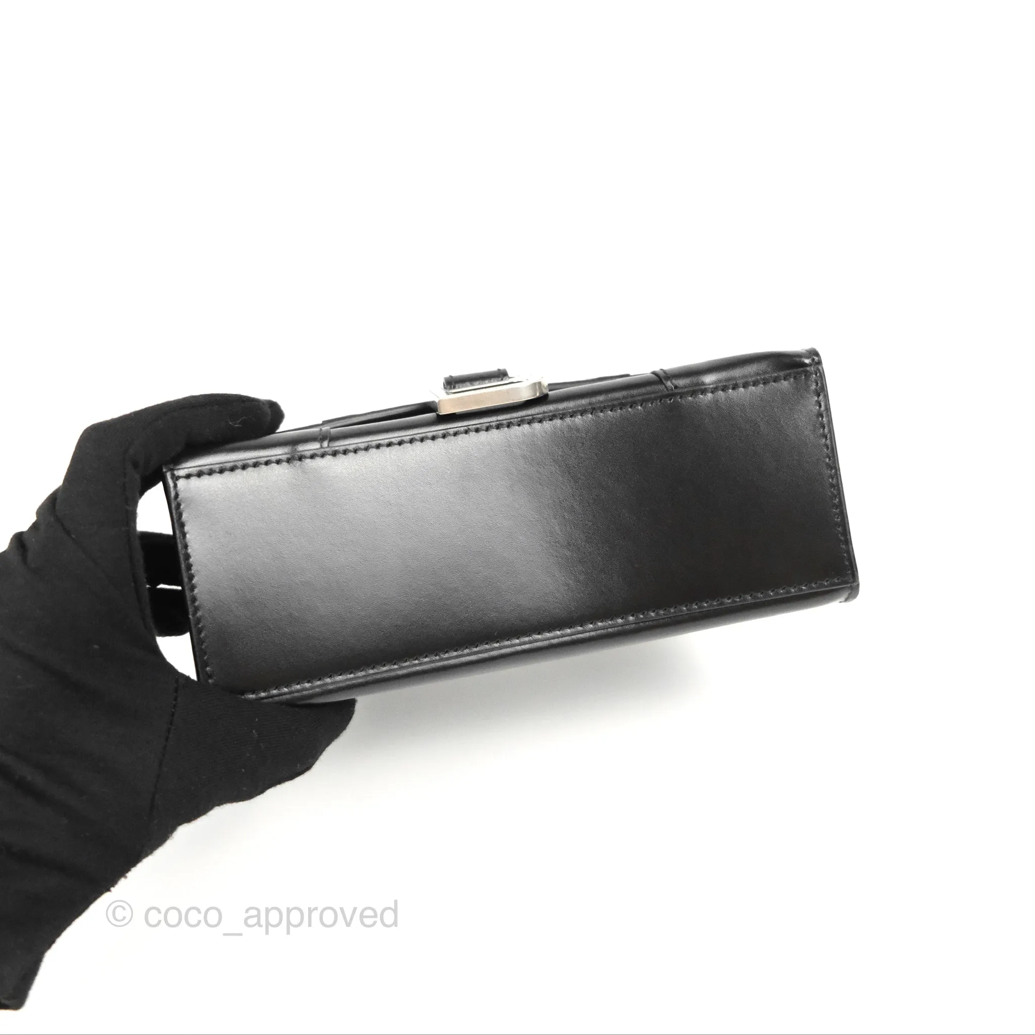 Balenciaga Small Hourglass Graffiti Top Handle Bag Black Calfskin