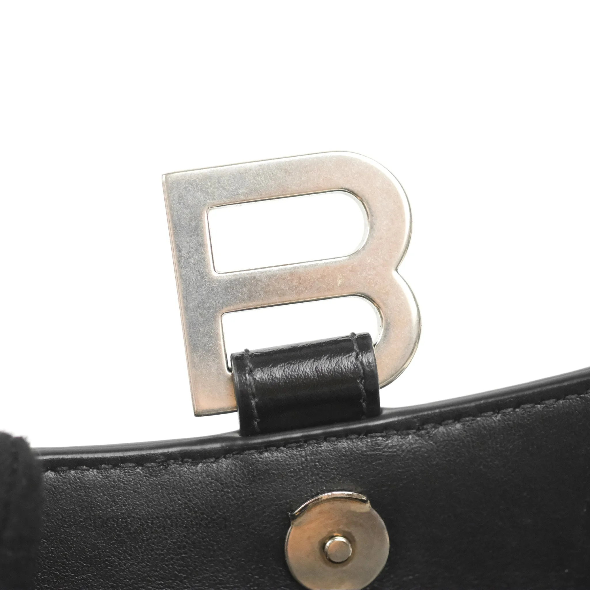 Balenciaga Small Hourglass Graffiti Top Handle Bag Black Calfskin