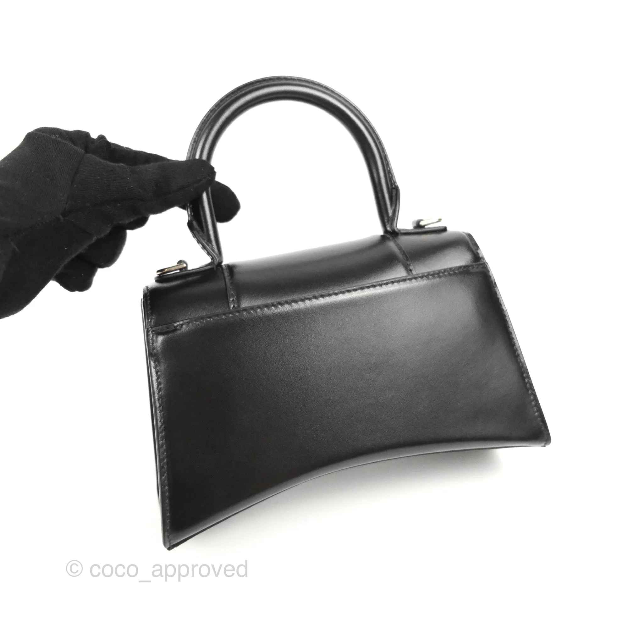 Balenciaga Small Hourglass Graffiti Top Handle Bag Black Calfskin