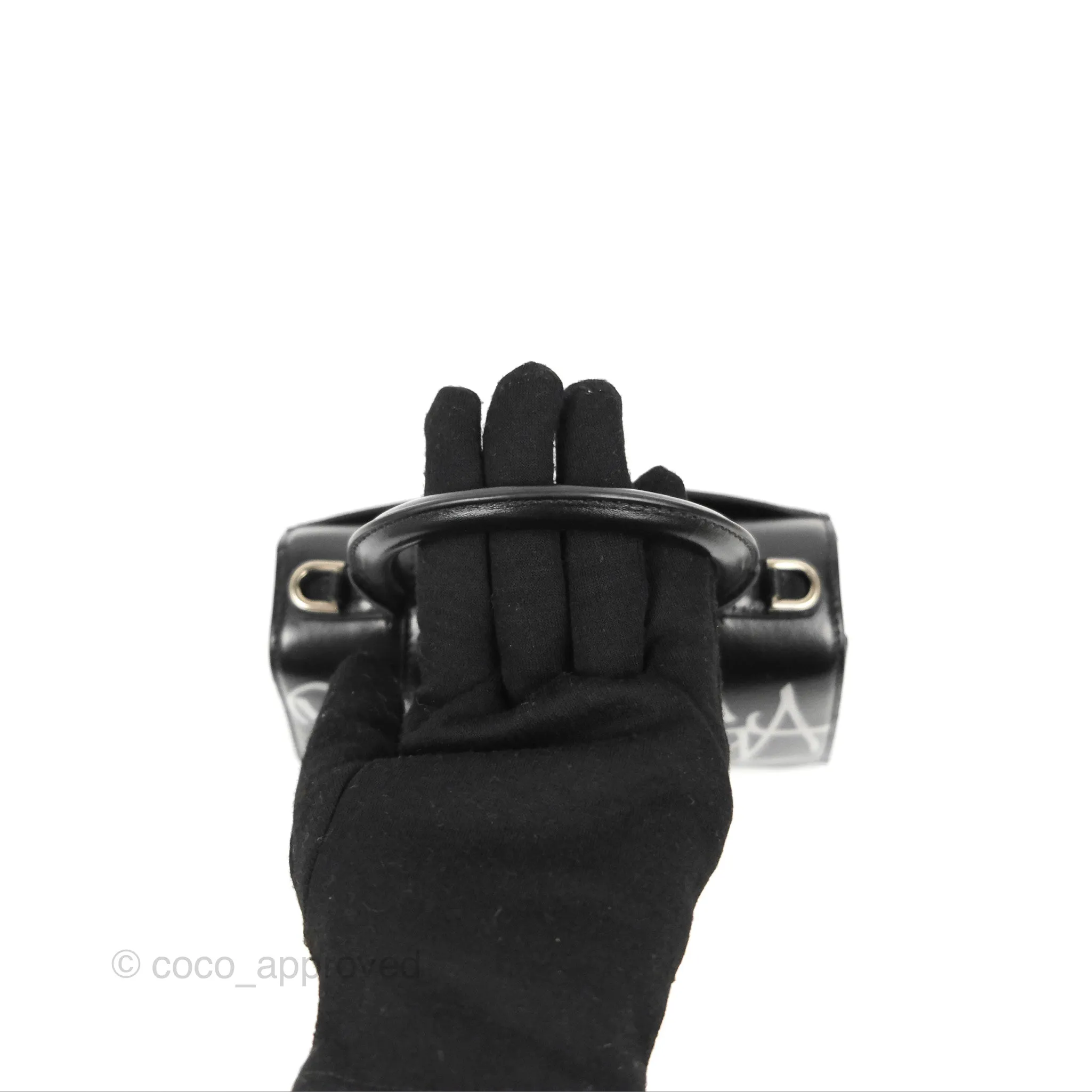 Balenciaga Small Hourglass Graffiti Top Handle Bag Black Calfskin
