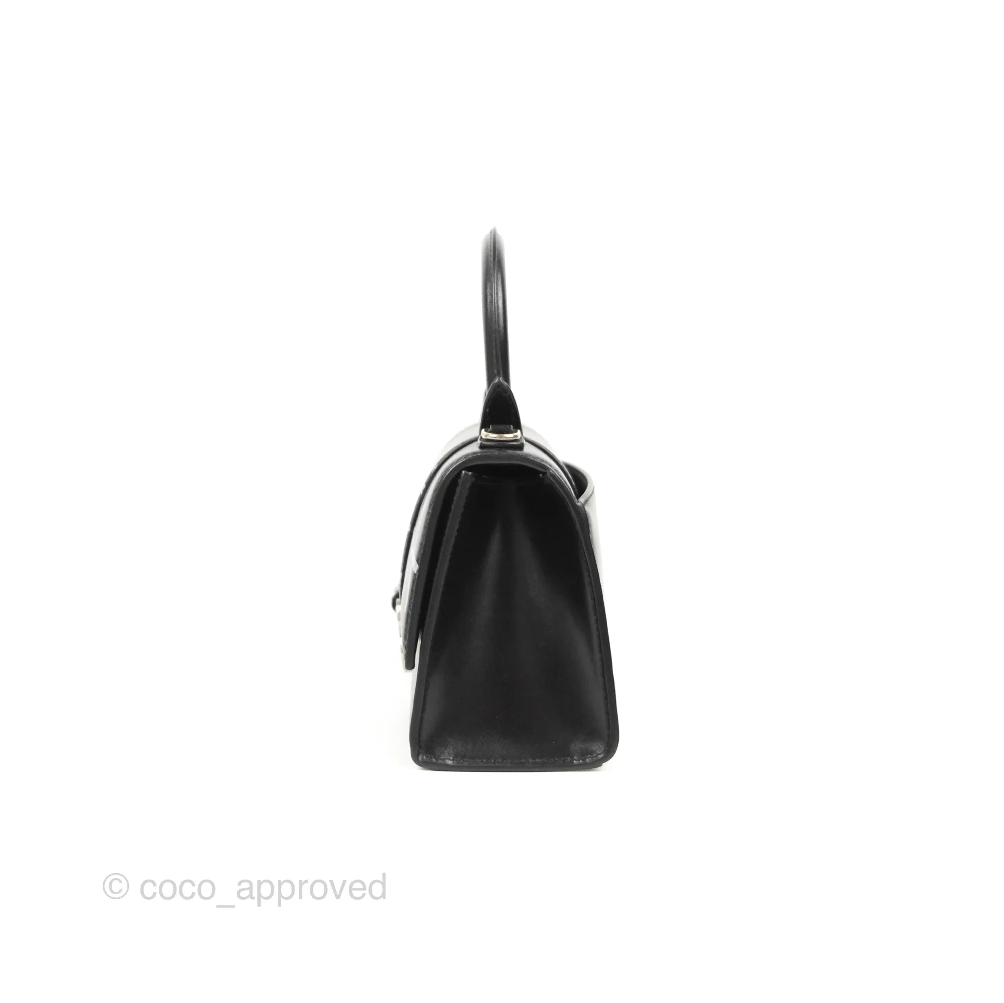 Balenciaga Small Hourglass Graffiti Top Handle Bag Black Calfskin