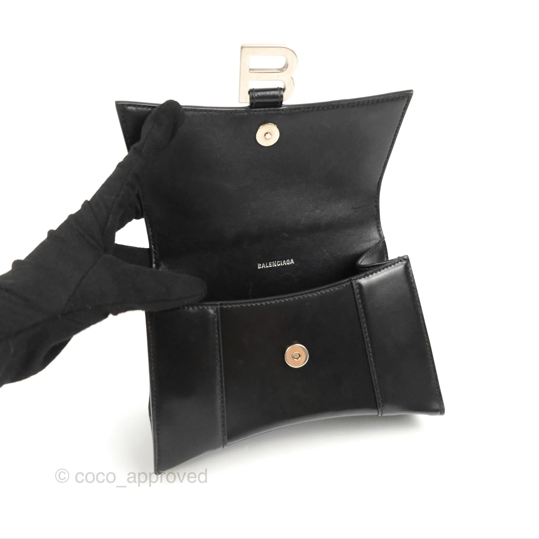 Balenciaga Small Hourglass Graffiti Top Handle Bag Black Calfskin