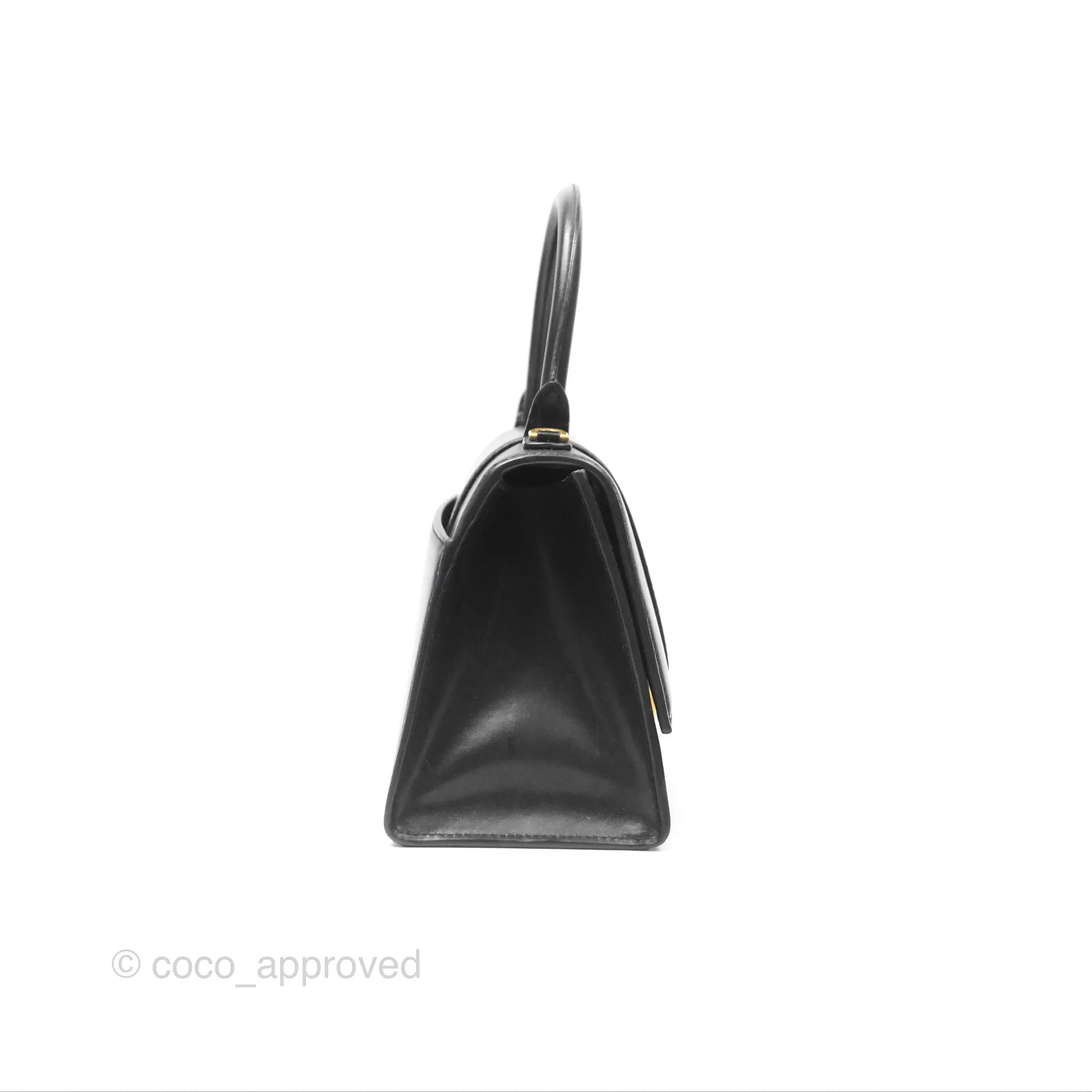 Balenciaga Small Hourglass Top Handle Bag Black Box Calfskin