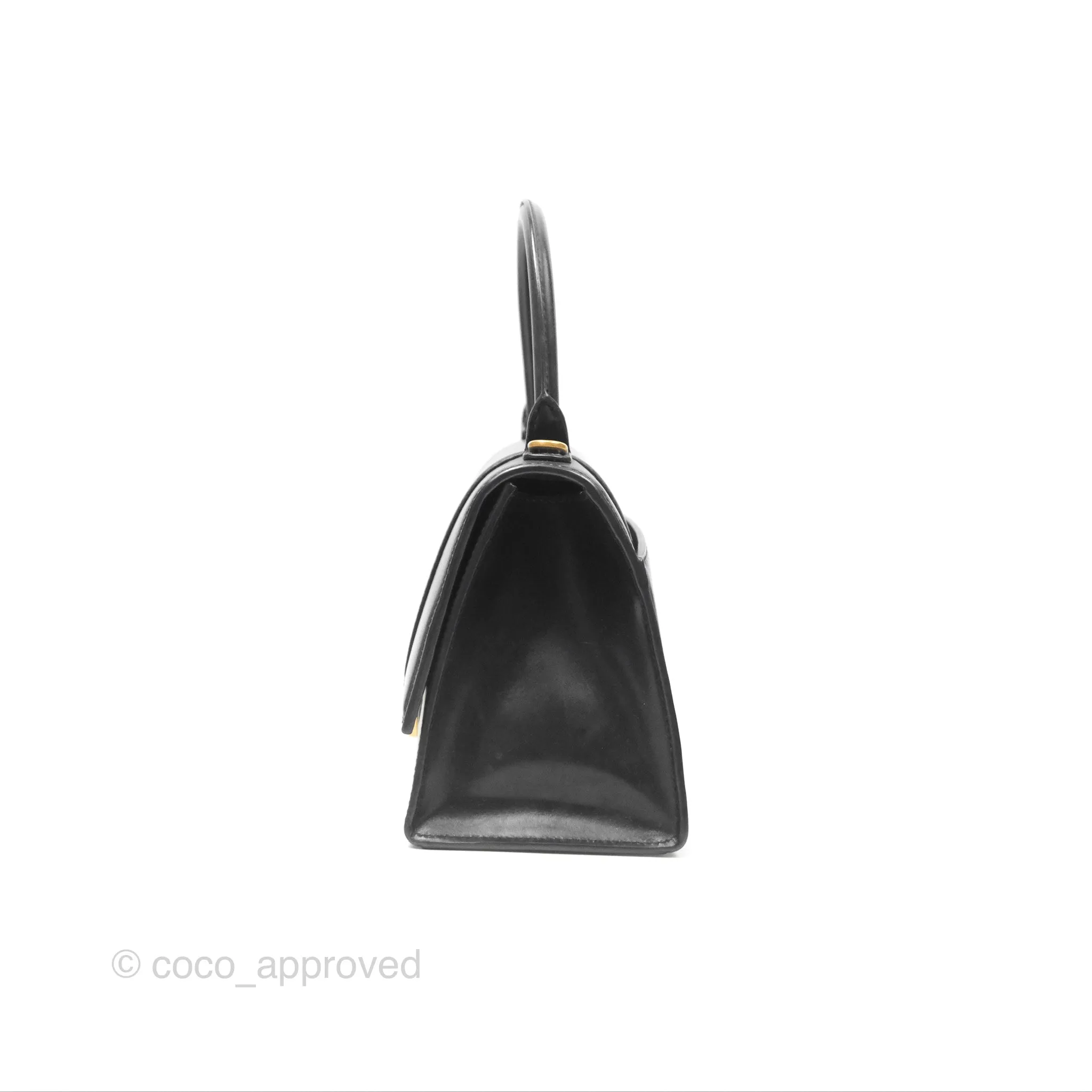 Balenciaga Small Hourglass Top Handle Bag Black Box Calfskin