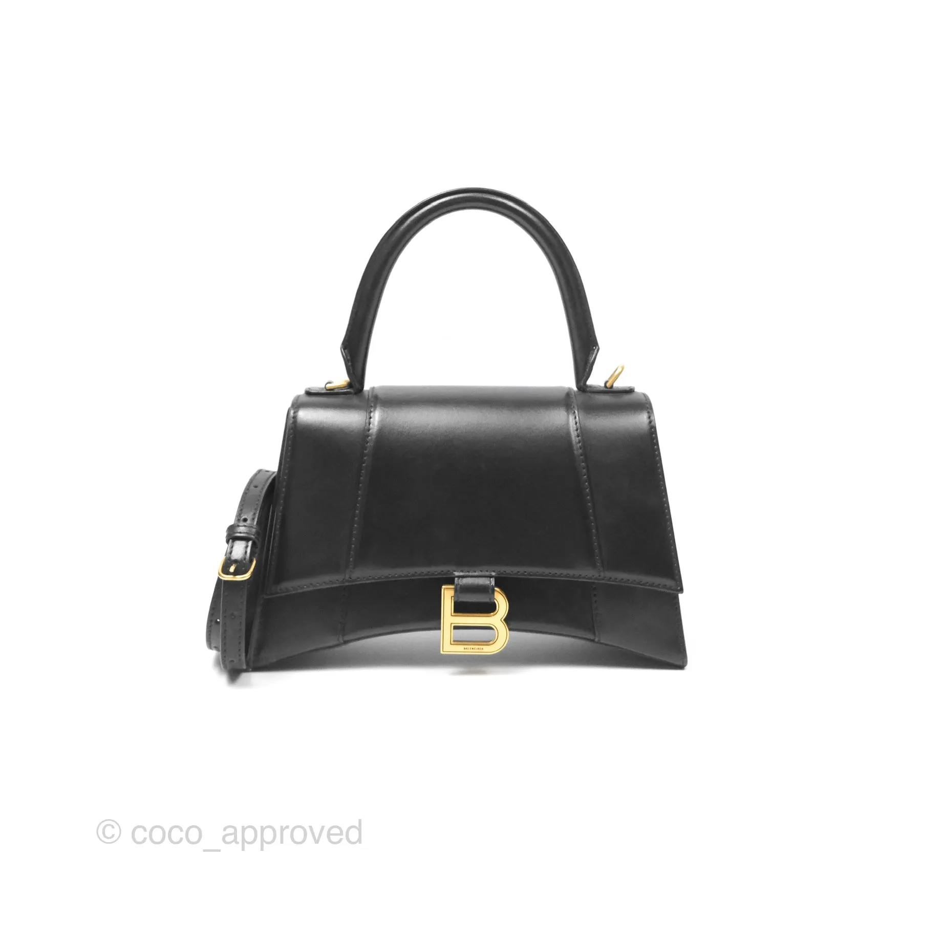 Balenciaga Small Hourglass Top Handle Bag Black Box Calfskin