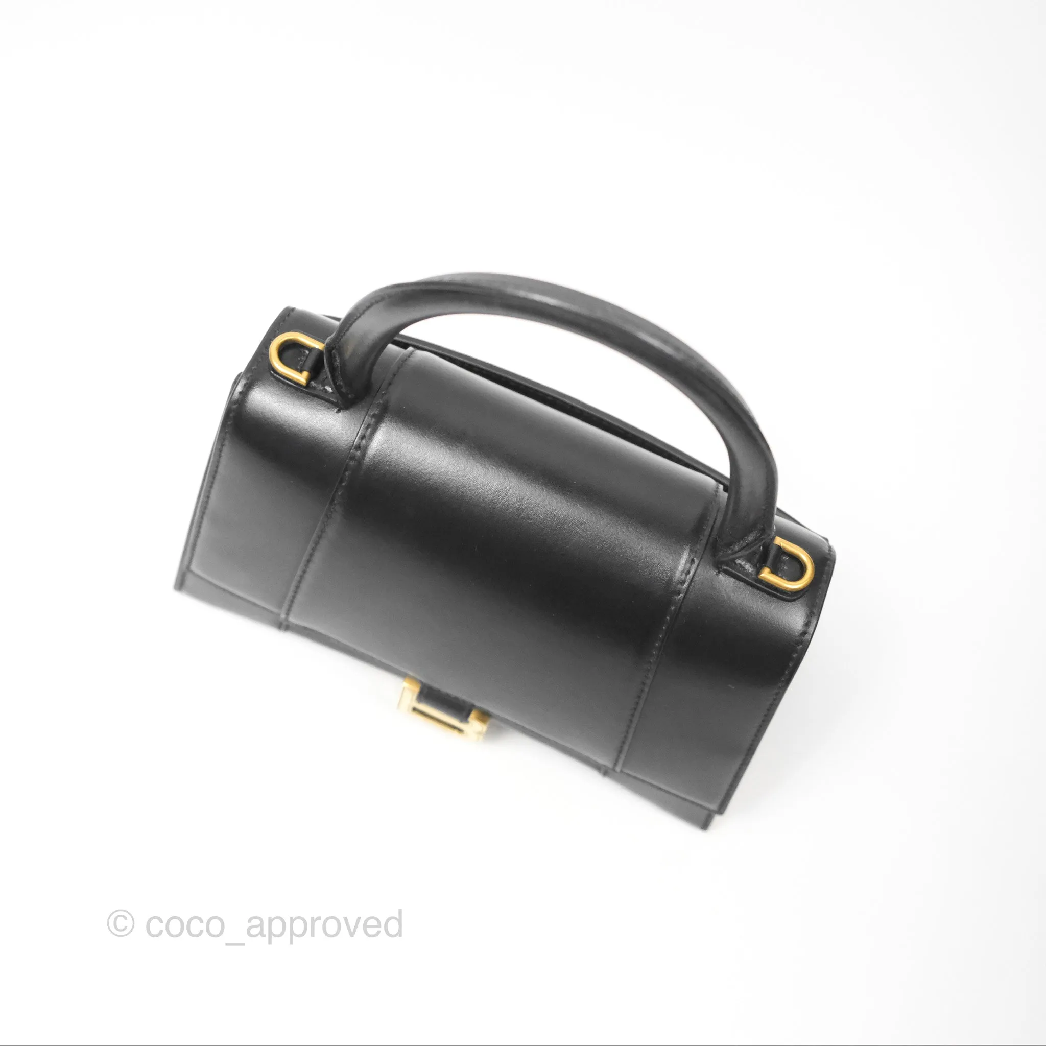 Balenciaga Small Hourglass Top Handle Bag Black Box Calfskin