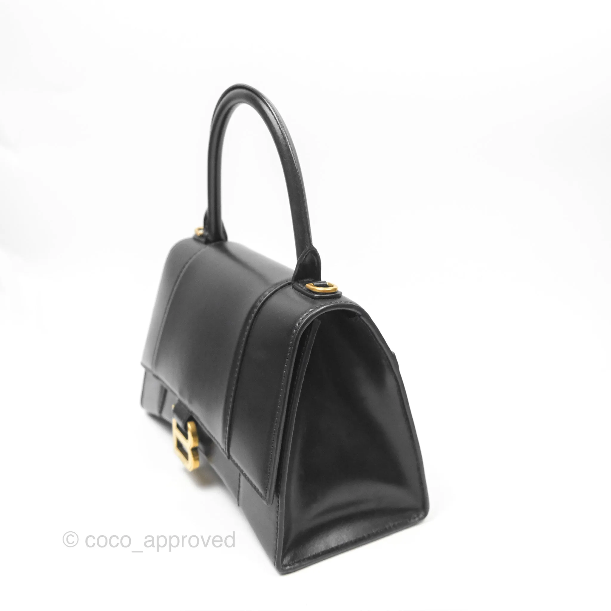 Balenciaga Small Hourglass Top Handle Bag Black Box Calfskin