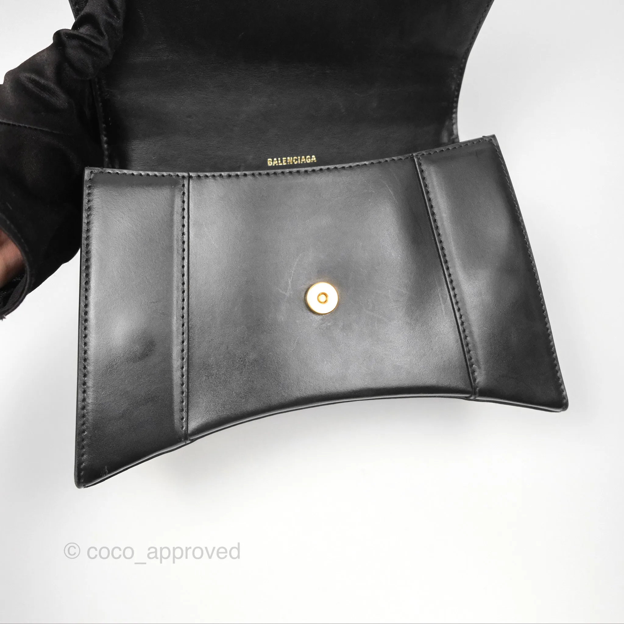 Balenciaga Small Hourglass Top Handle Bag Black Box Calfskin