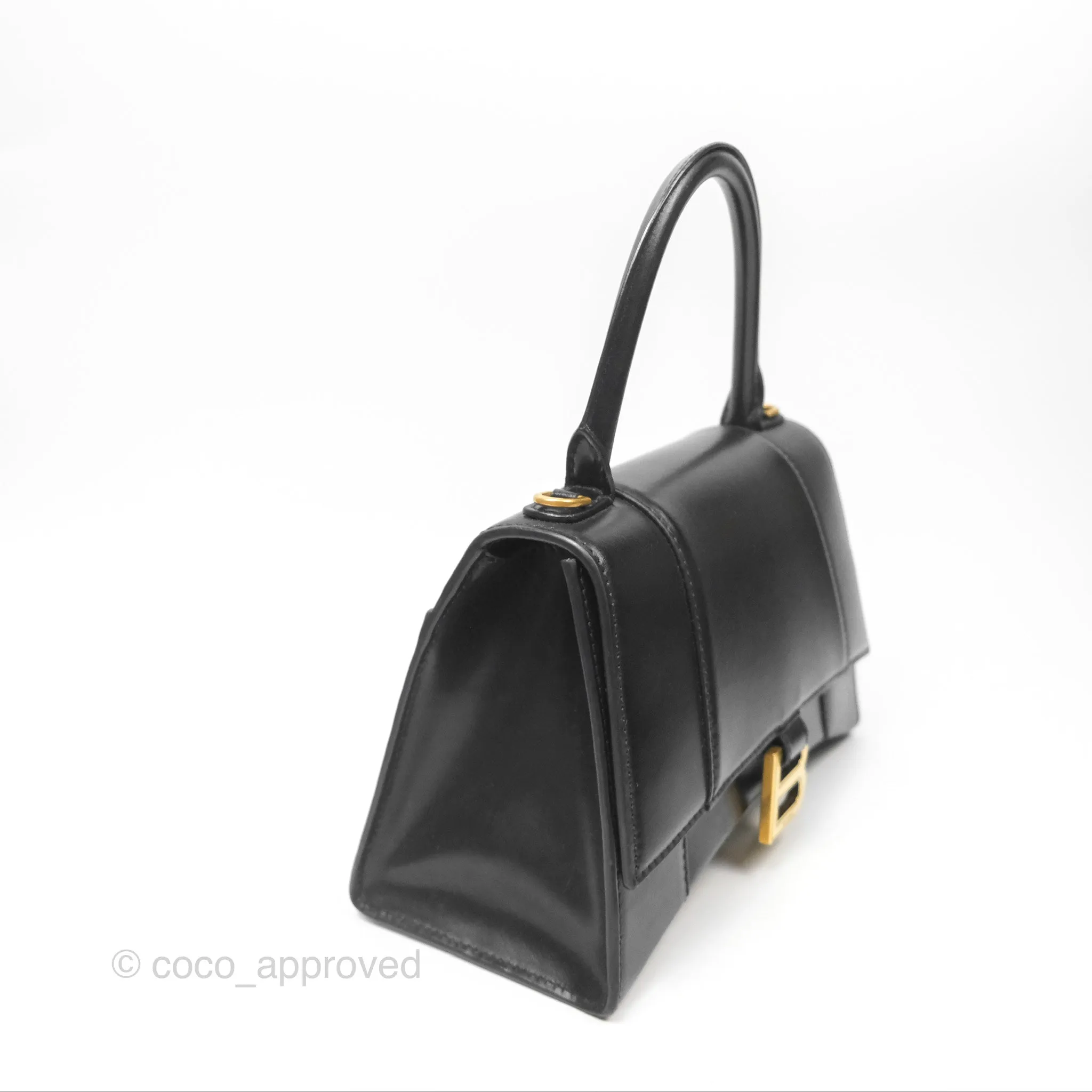 Balenciaga Small Hourglass Top Handle Bag Black Box Calfskin