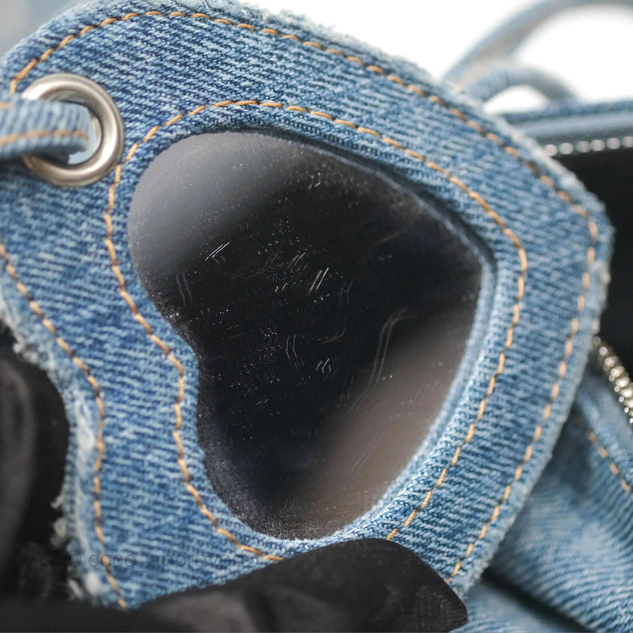 Balenciaga Small Le Cagole Shoulder Bag Blue Washed Denim with Rhinestones