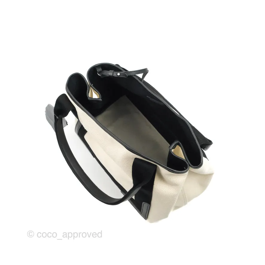 Balenciaga Small Navy Cabas Bag Off-white Canvas
