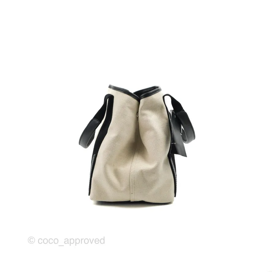 Balenciaga Small Navy Cabas Bag Off-white Canvas