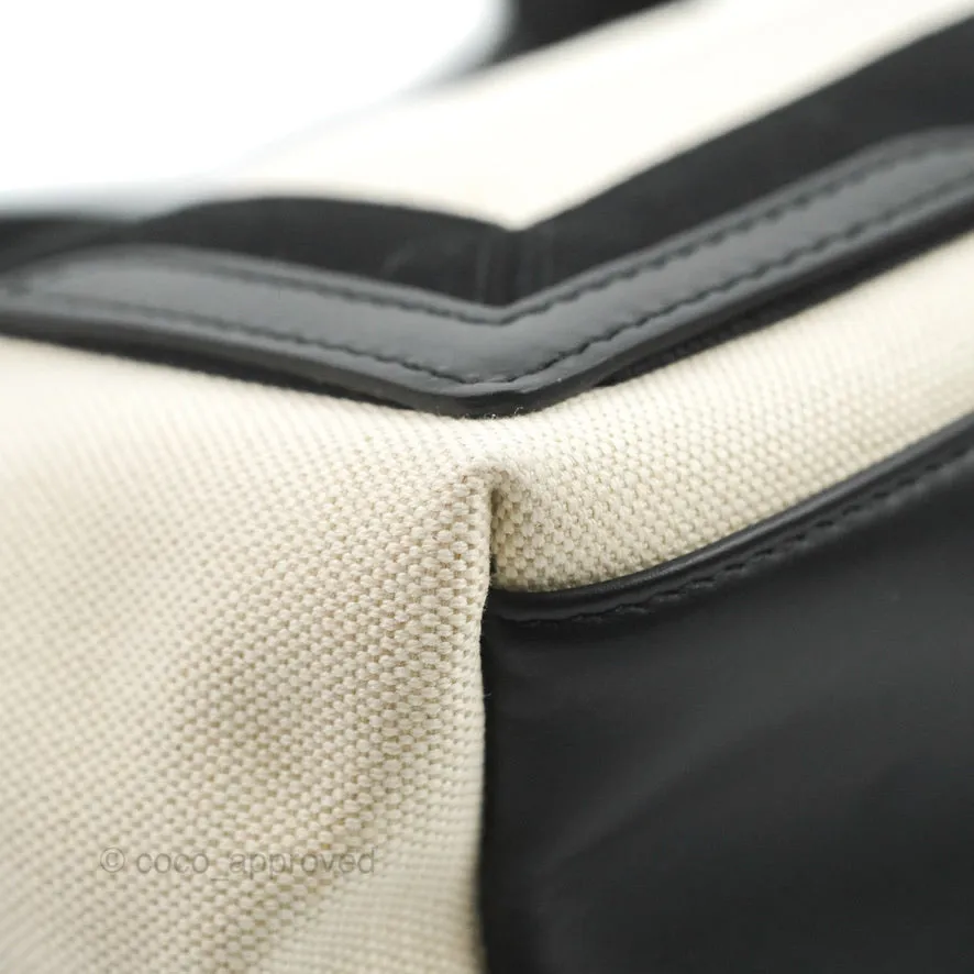 Balenciaga Small Navy Cabas Bag Off-white Canvas