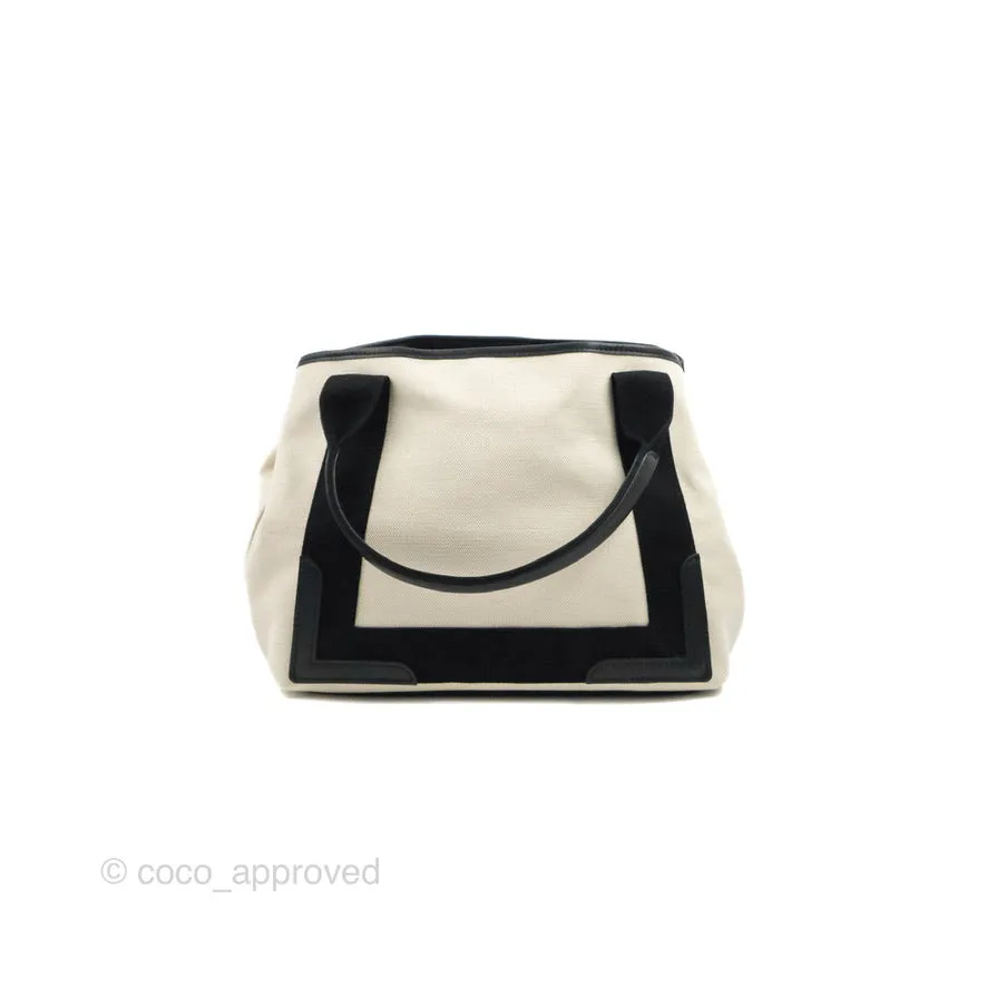 Balenciaga Small Navy Cabas Bag Off-white Canvas