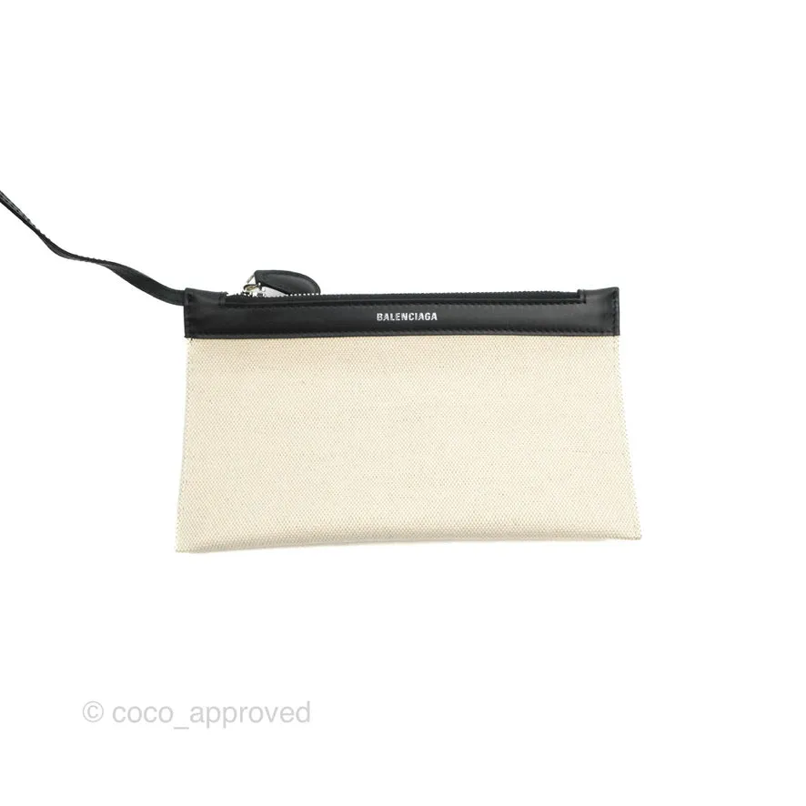 Balenciaga Small Navy Cabas Bag Off-white Canvas