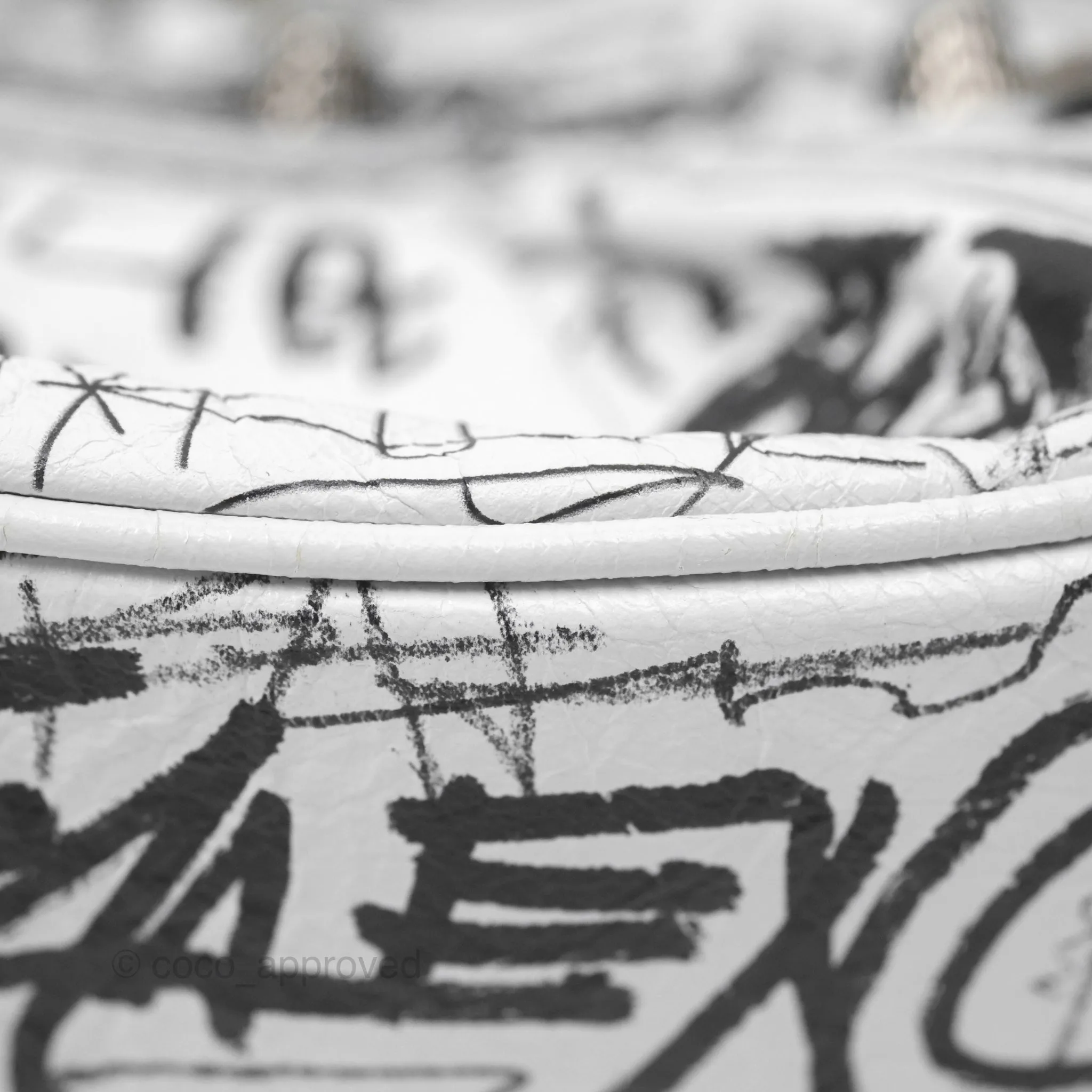 Balenciaga XS Graffiti Le Cagole Shoulder Bag White Black