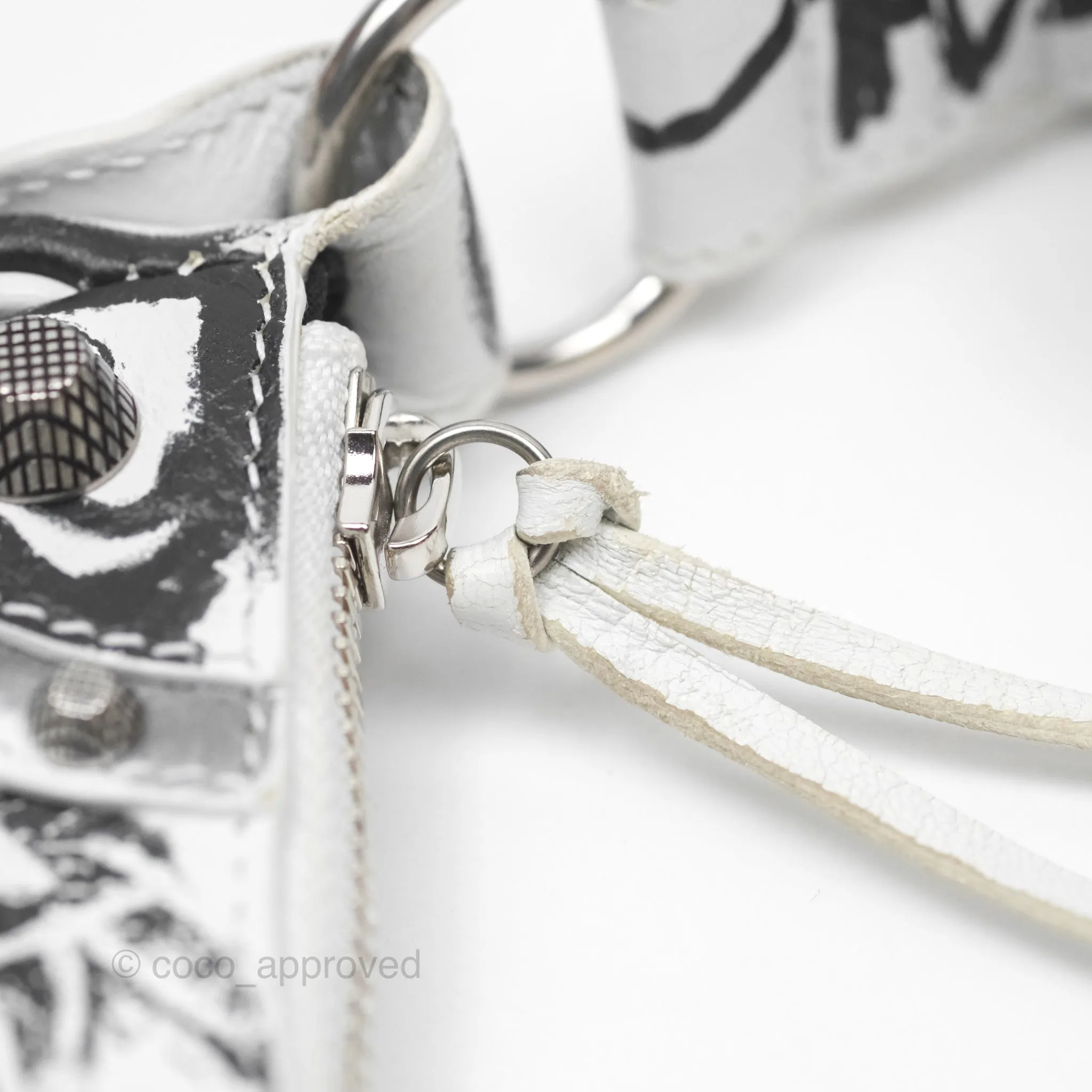 Balenciaga XS Graffiti Le Cagole Shoulder Bag White Black