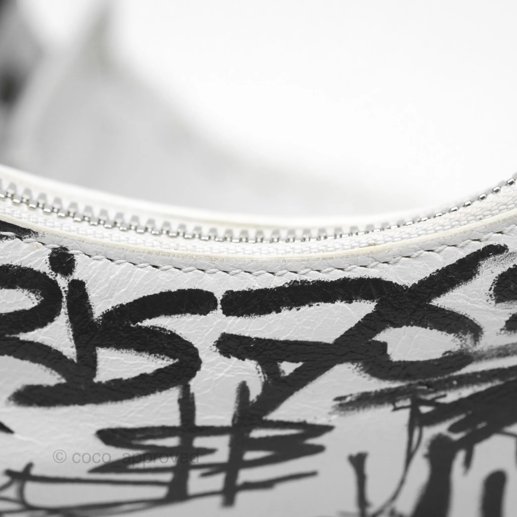 Balenciaga XS Graffiti Le Cagole Shoulder Bag White Black