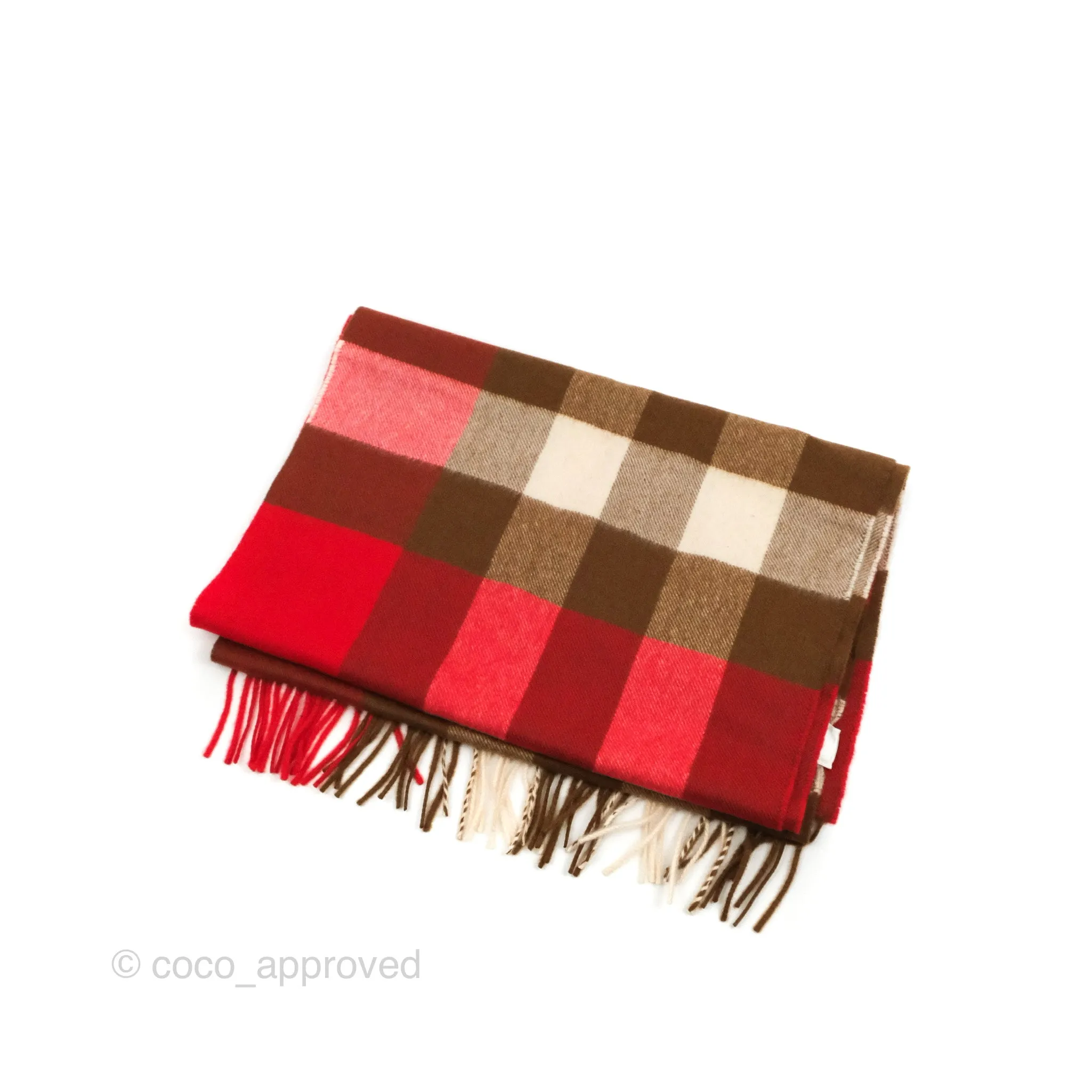 Burberry Check Cashmere Scarf Bright Red