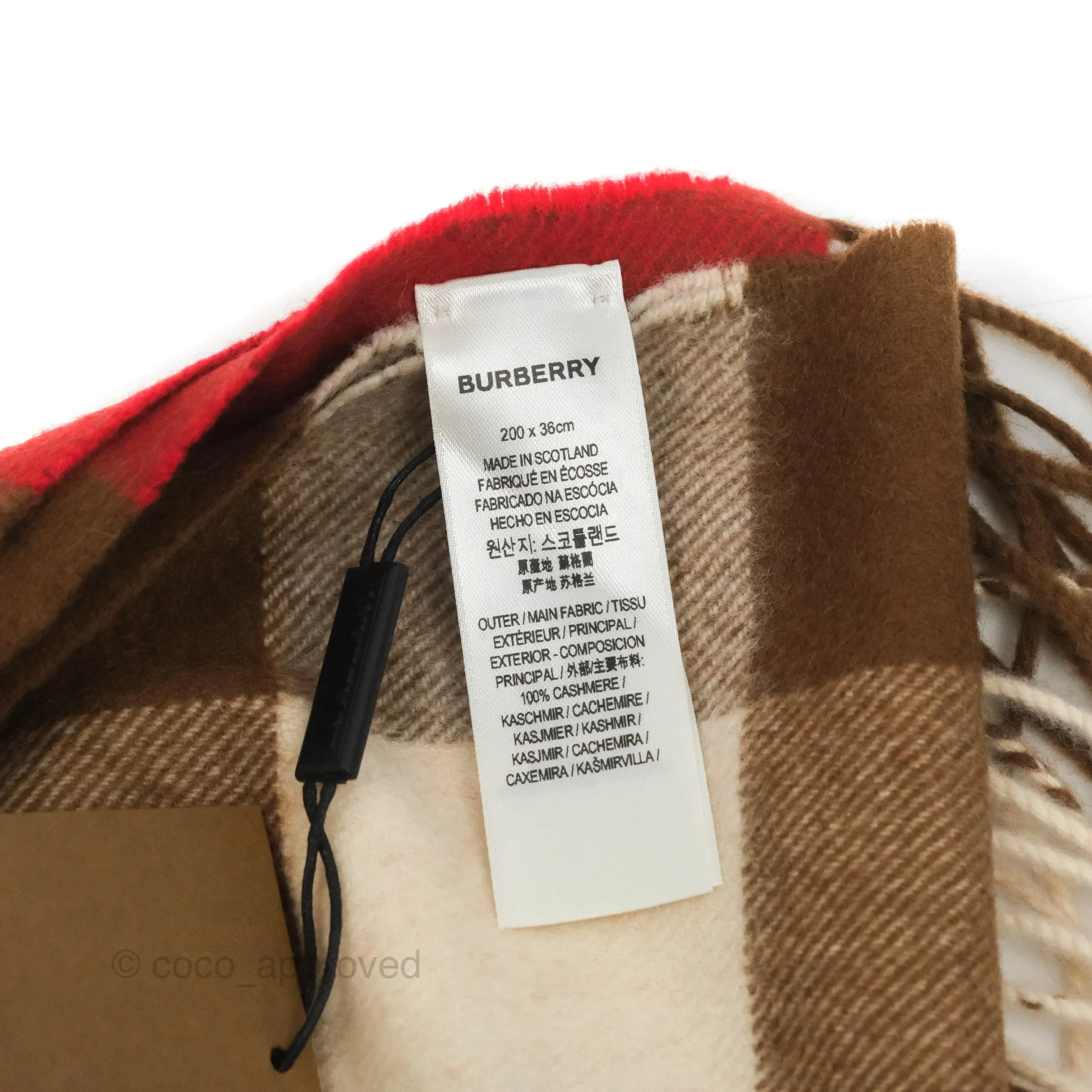 Burberry Check Cashmere Scarf Bright Red