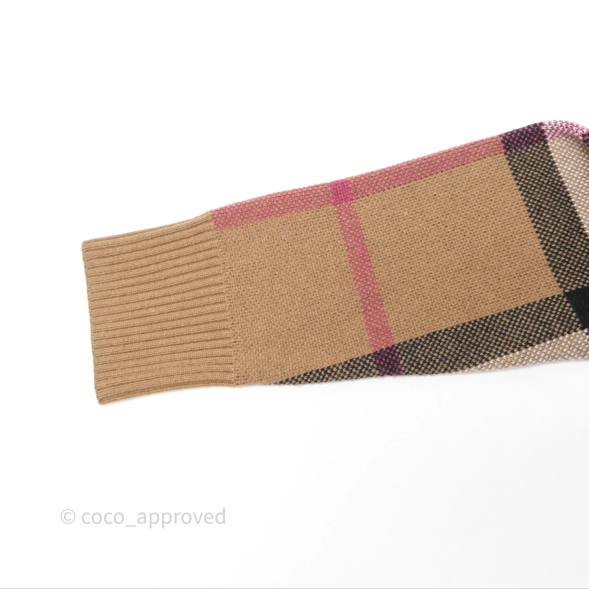 Burberry Check Wool Cashmere Cardigan Birch Brown Size XS
