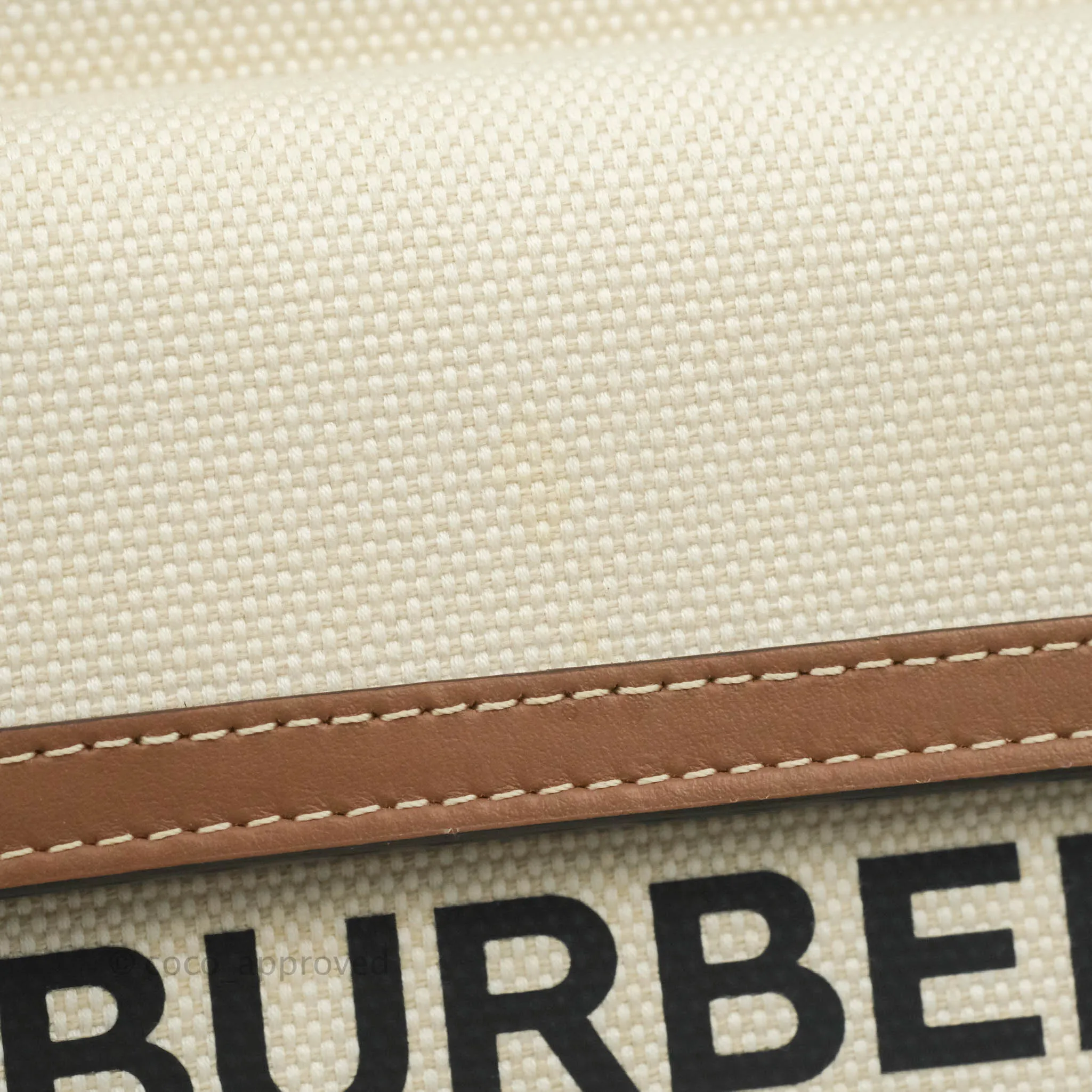 Burberry Smooth Calfskin Canvas Two Tone Mini Pocket Bag Beige Tan