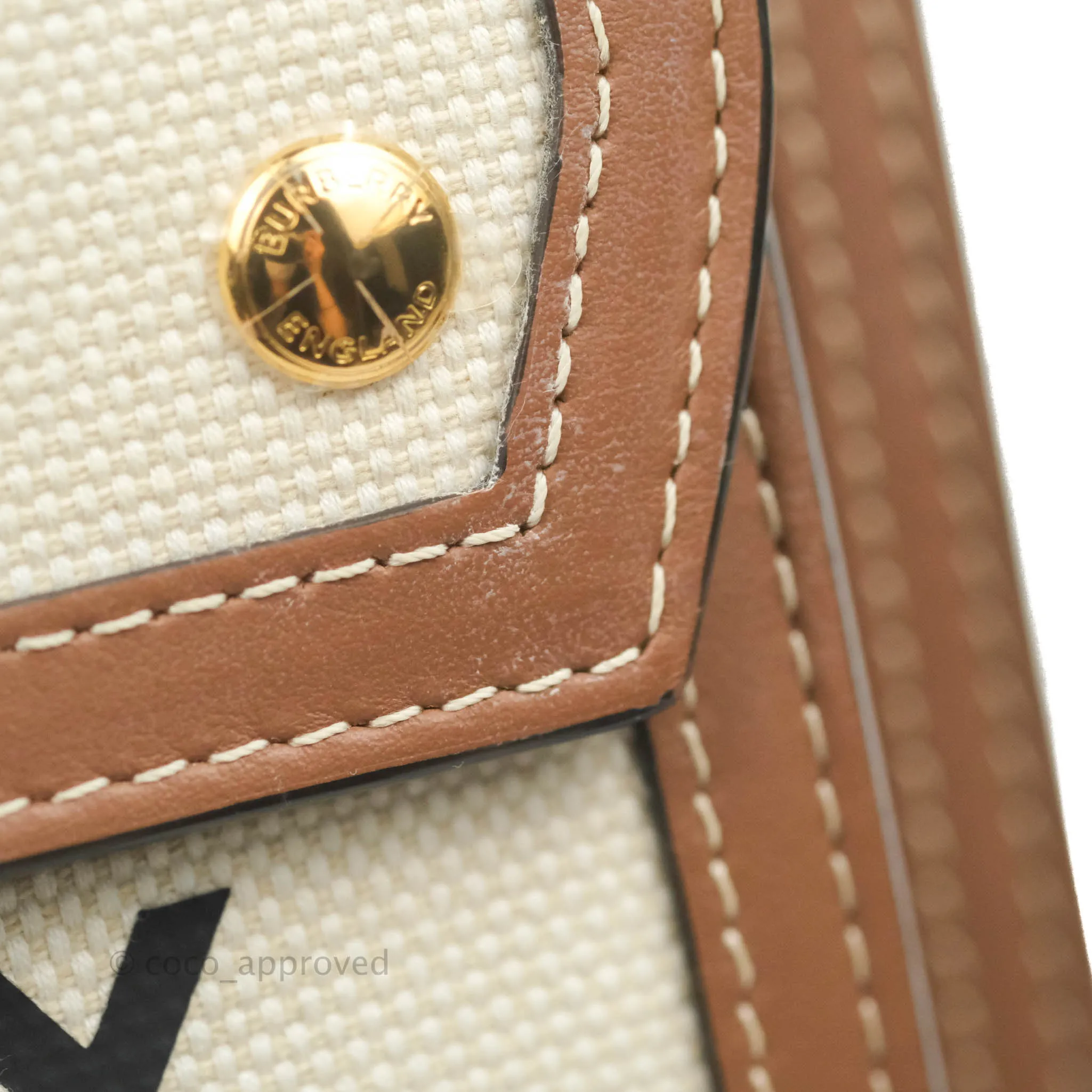 Burberry Smooth Calfskin Canvas Two Tone Mini Pocket Bag Beige Tan