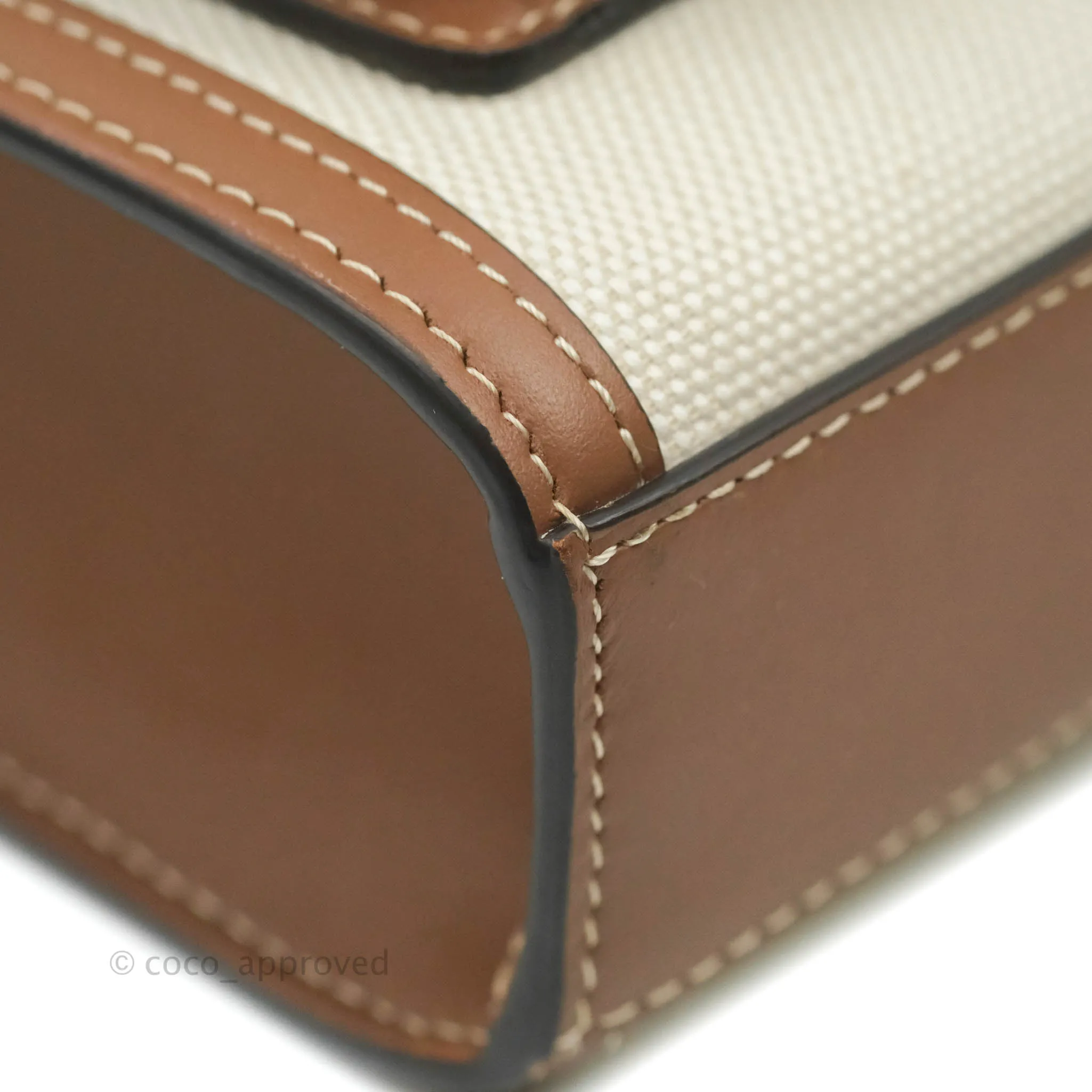 Burberry Smooth Calfskin Canvas Two Tone Mini Pocket Bag Beige Tan