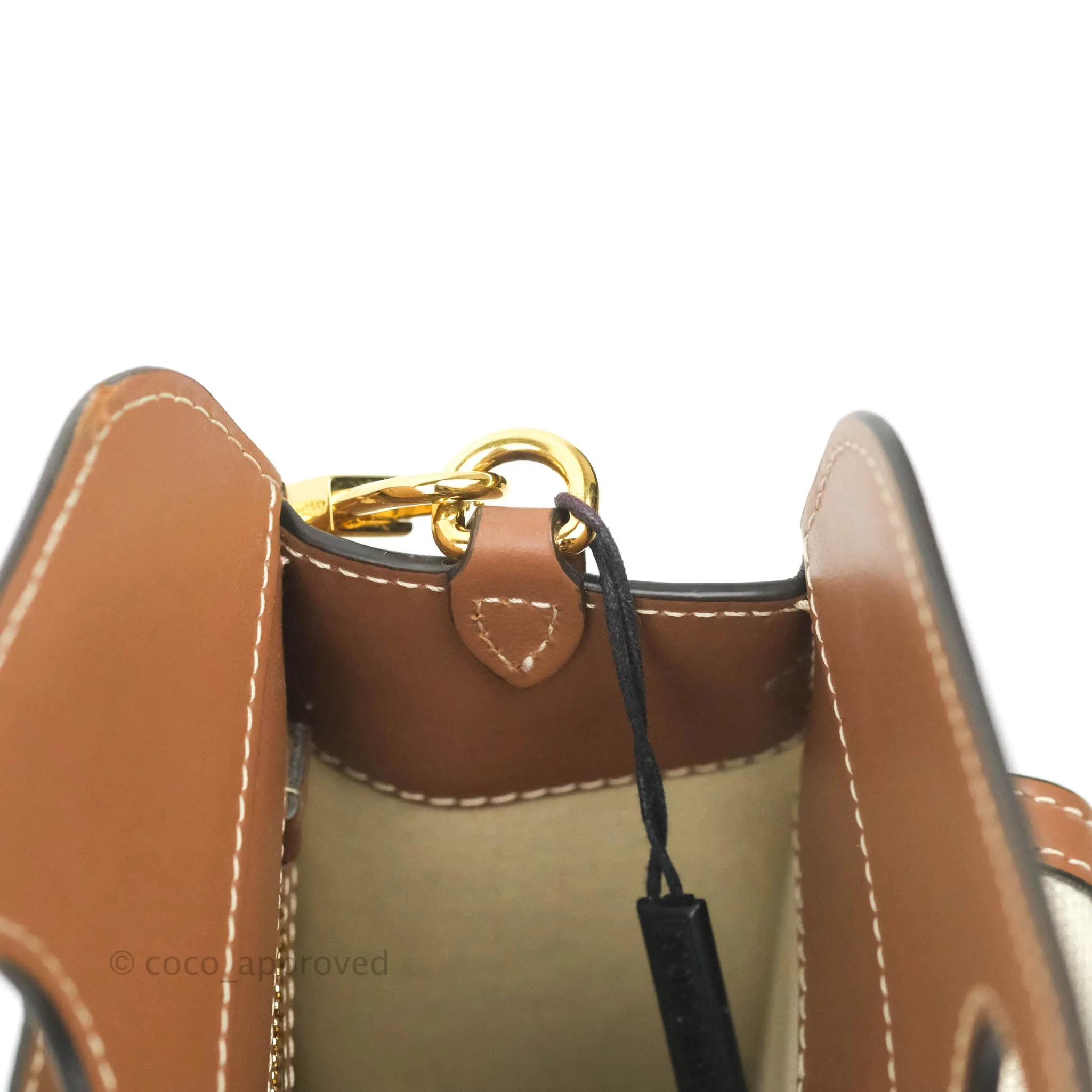 Burberry Smooth Calfskin Canvas Two Tone Mini Pocket Bag Beige Tan