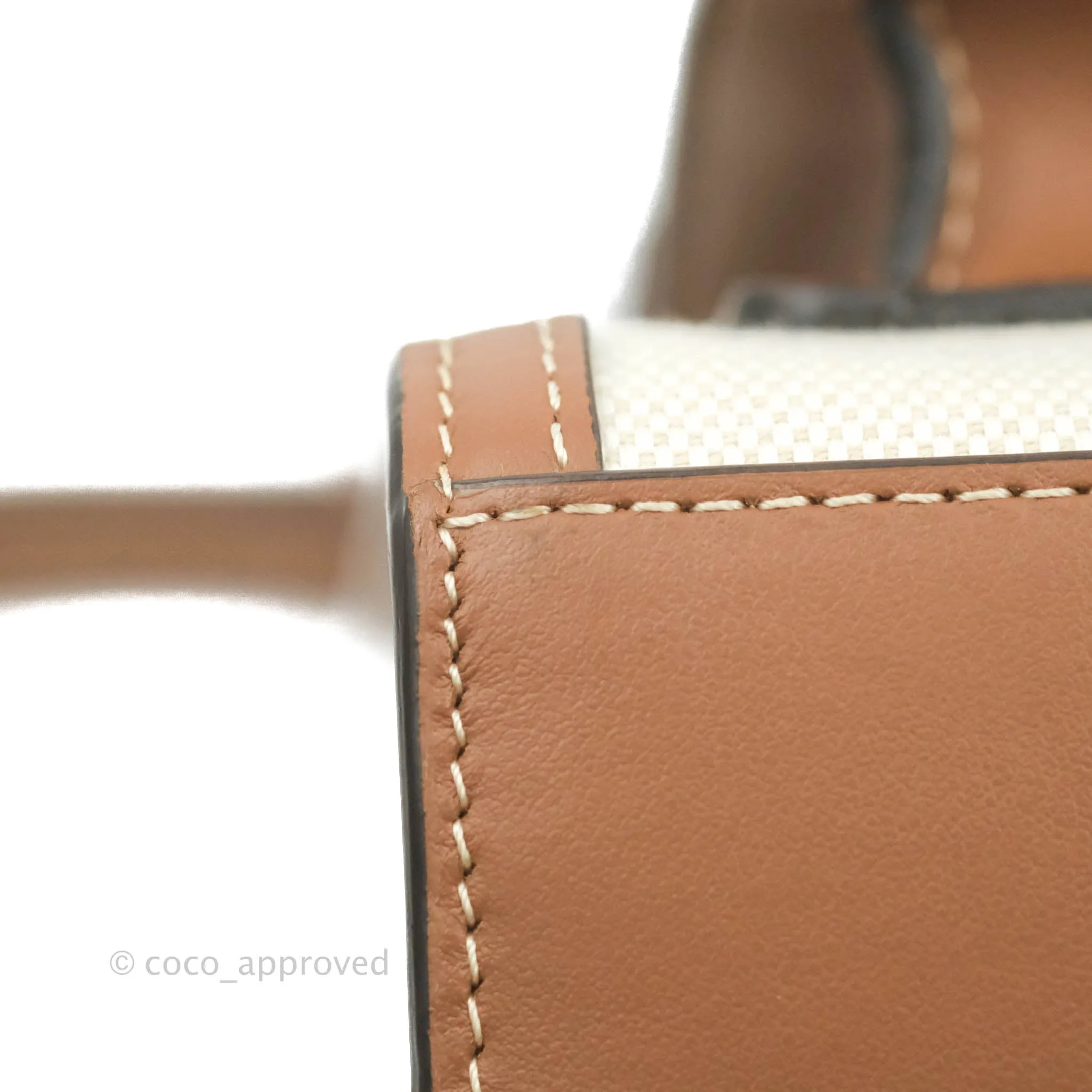 Burberry Smooth Calfskin Canvas Two Tone Mini Pocket Bag Beige Tan