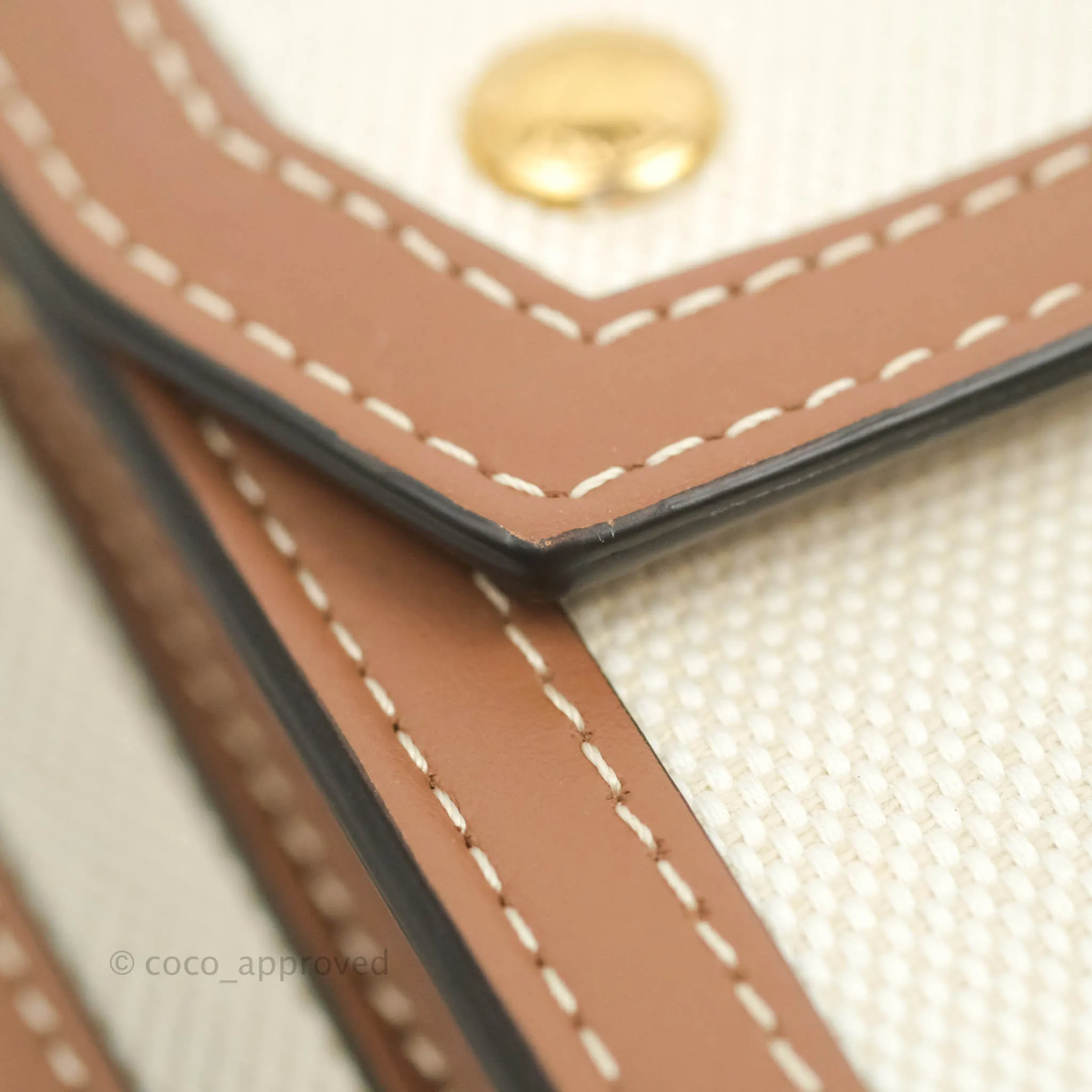 Burberry Smooth Calfskin Canvas Two Tone Mini Pocket Bag Beige Tan