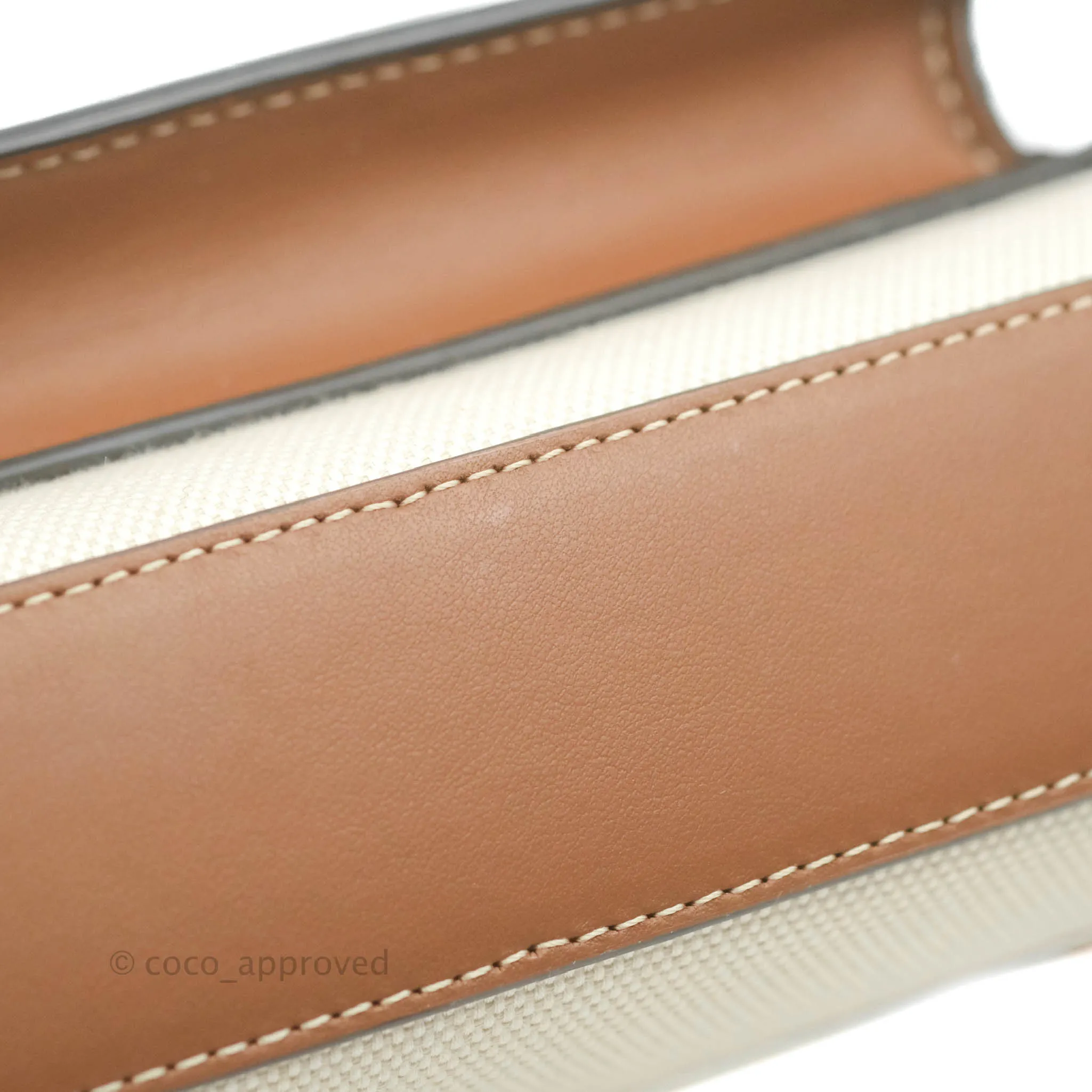 Burberry Smooth Calfskin Canvas Two Tone Mini Pocket Bag Beige Tan