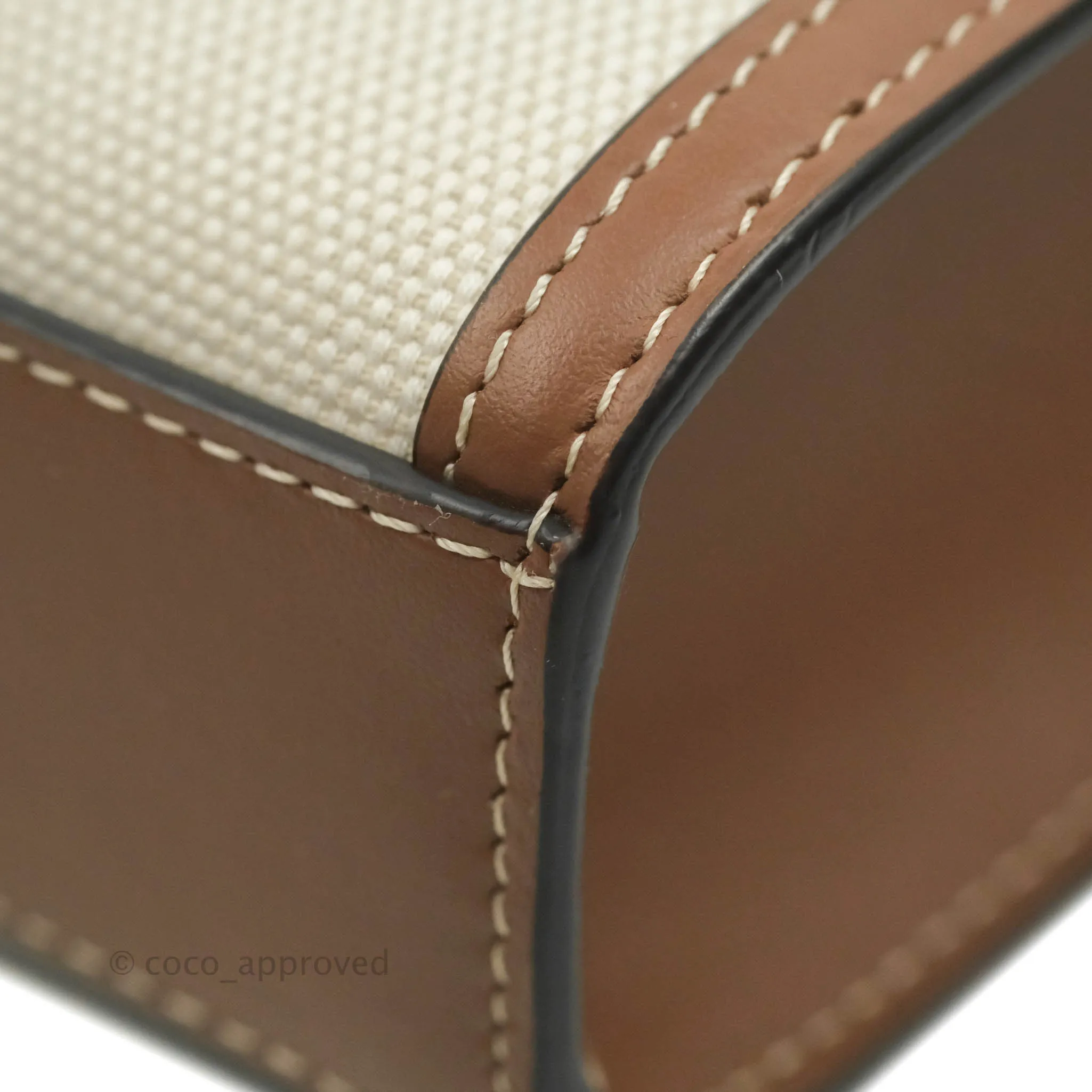 Burberry Smooth Calfskin Canvas Two Tone Mini Pocket Bag Beige Tan