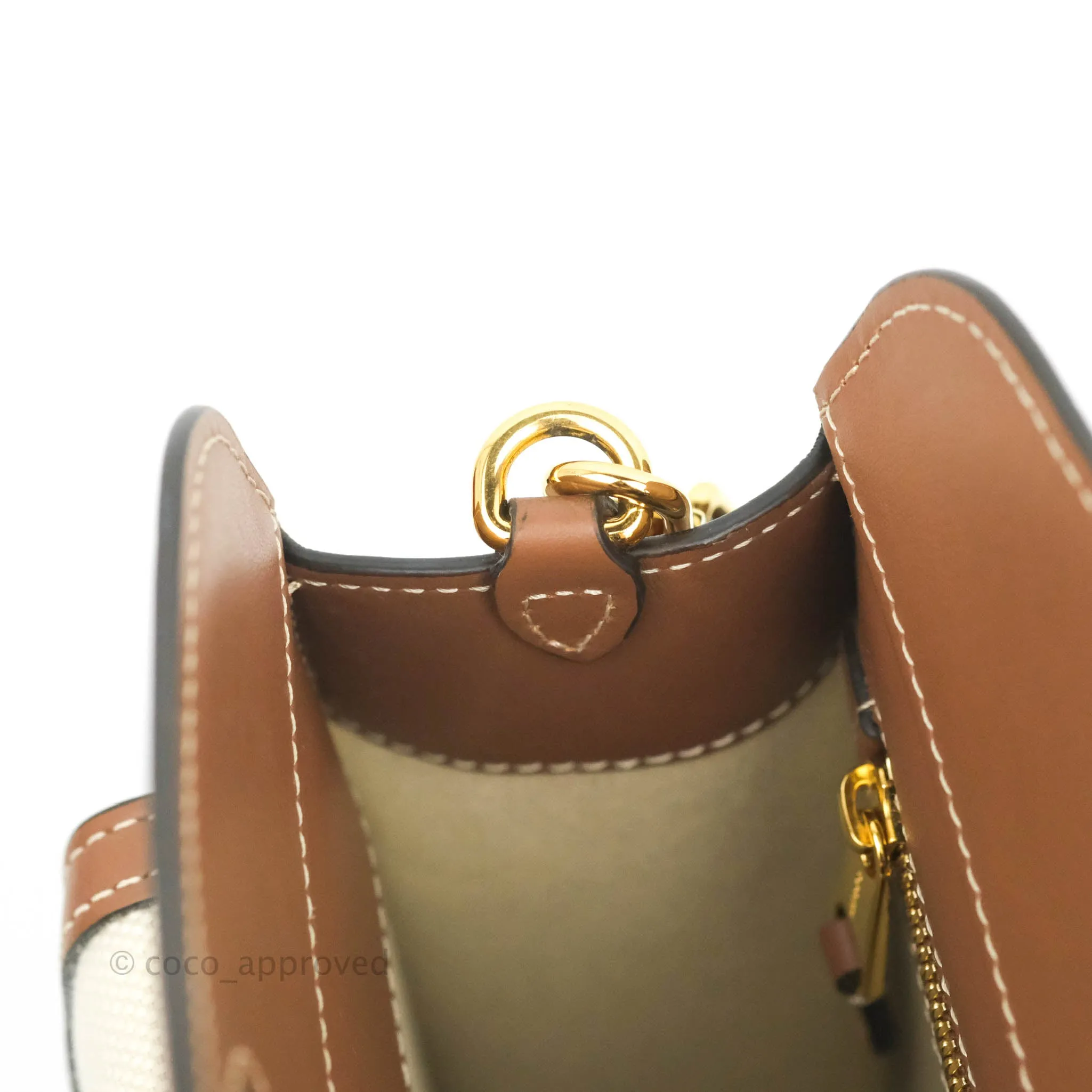 Burberry Smooth Calfskin Canvas Two Tone Mini Pocket Bag Beige Tan