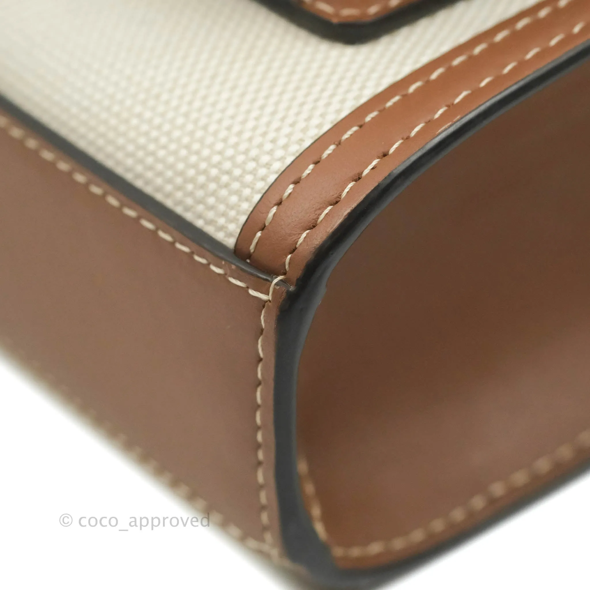 Burberry Smooth Calfskin Canvas Two Tone Mini Pocket Bag Beige Tan