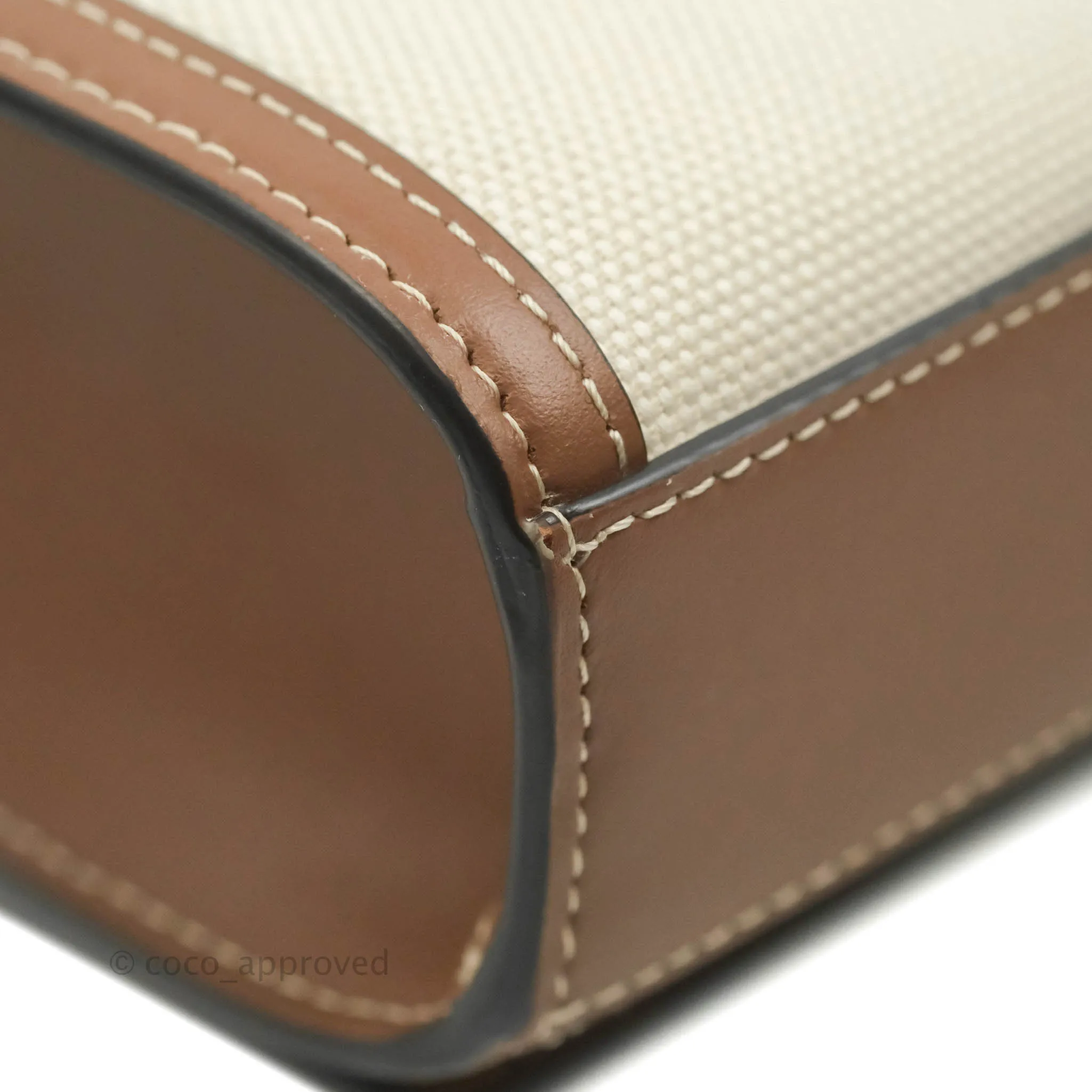 Burberry Smooth Calfskin Canvas Two Tone Mini Pocket Bag Beige Tan