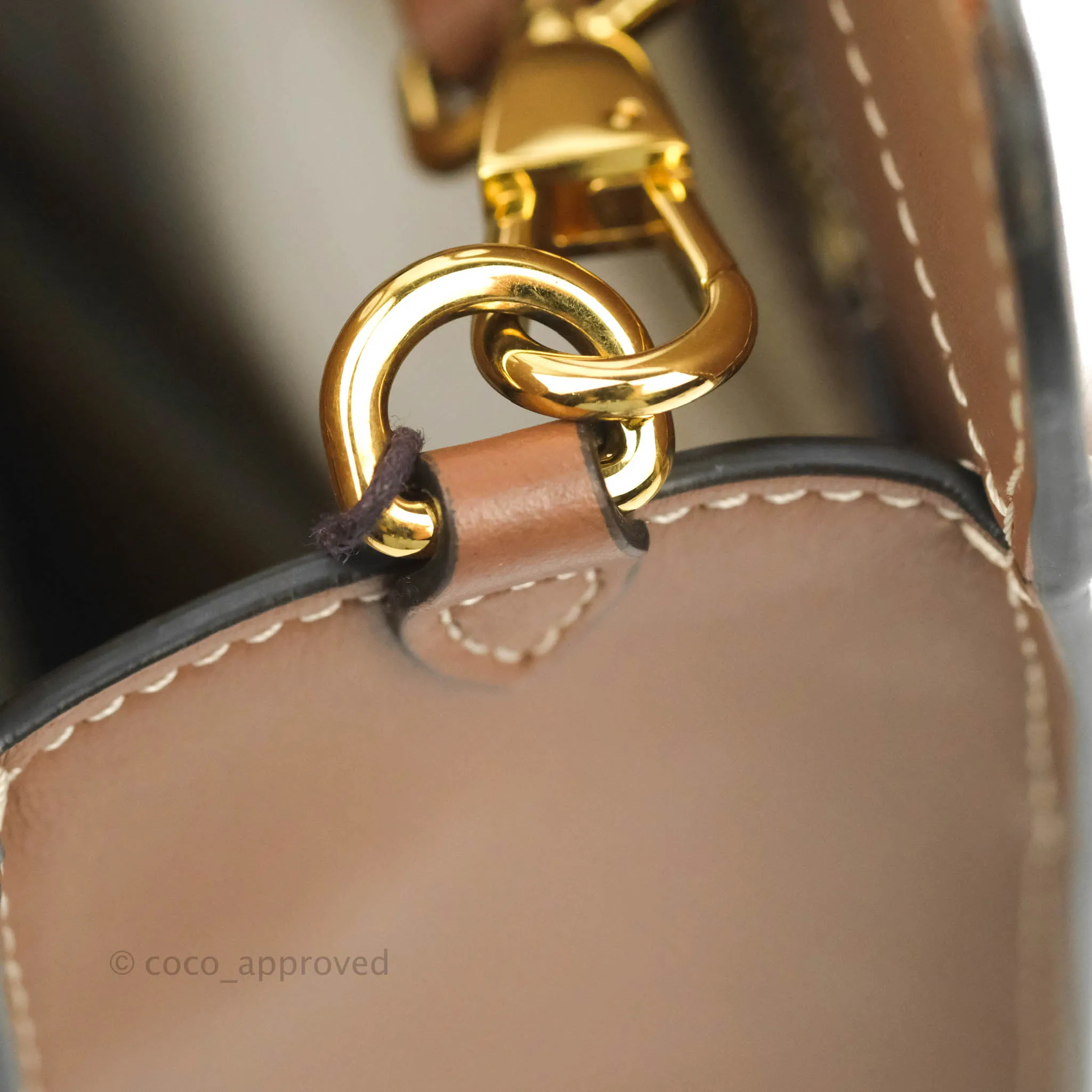 Burberry Smooth Calfskin Canvas Two Tone Mini Pocket Bag Beige Tan