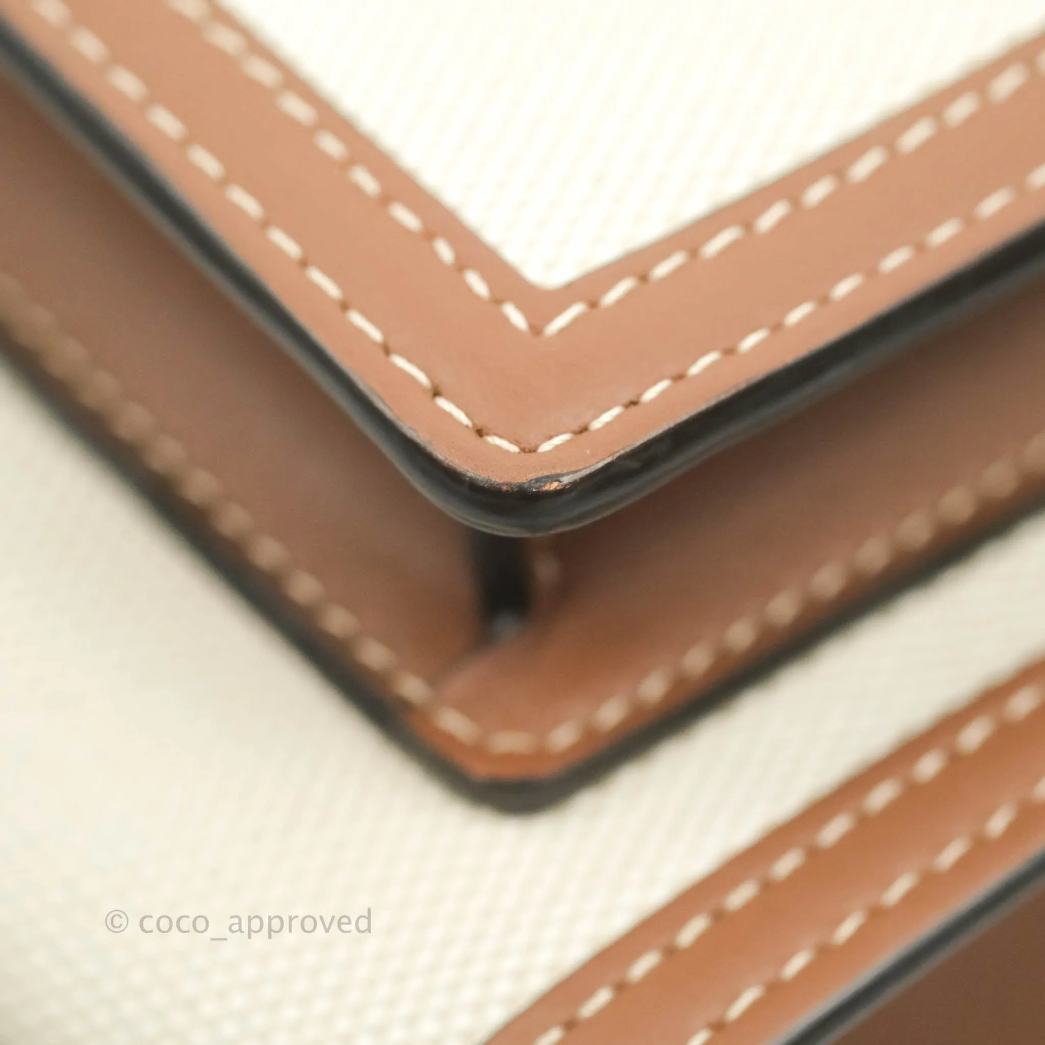 Burberry Smooth Calfskin Canvas Two Tone Mini Pocket Bag Beige Tan