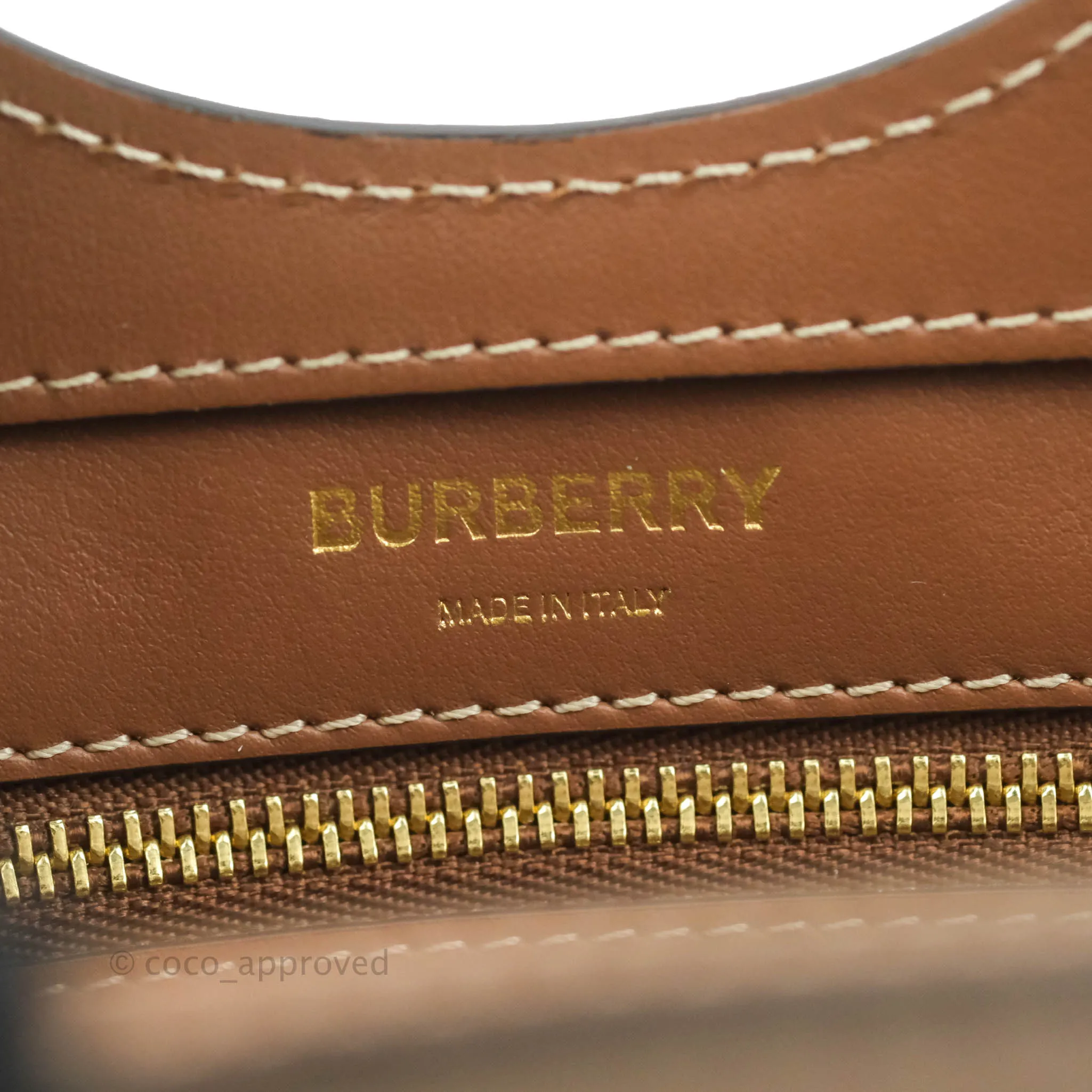 Burberry Smooth Calfskin Canvas Two Tone Mini Pocket Bag Beige Tan