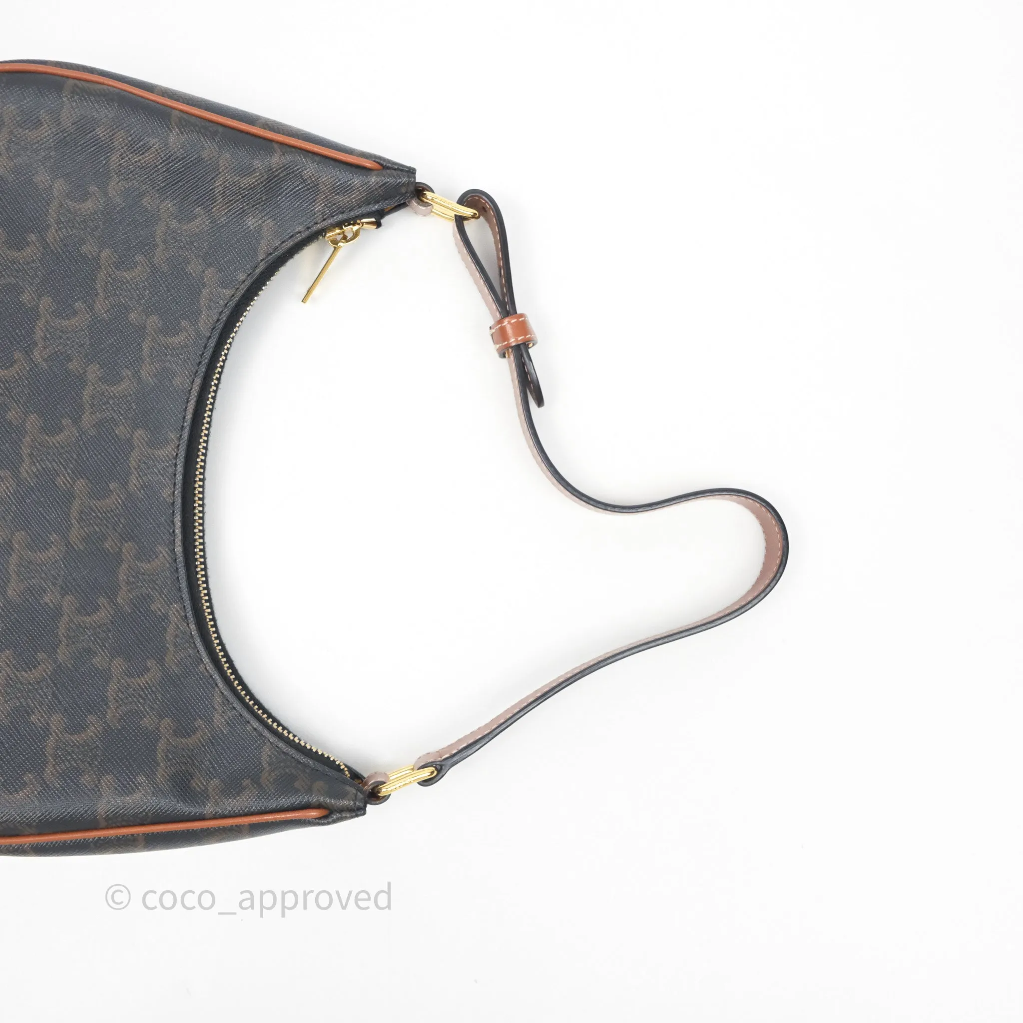 Celine Ava Bag In Triomphe Canvas Calfskin Tan
