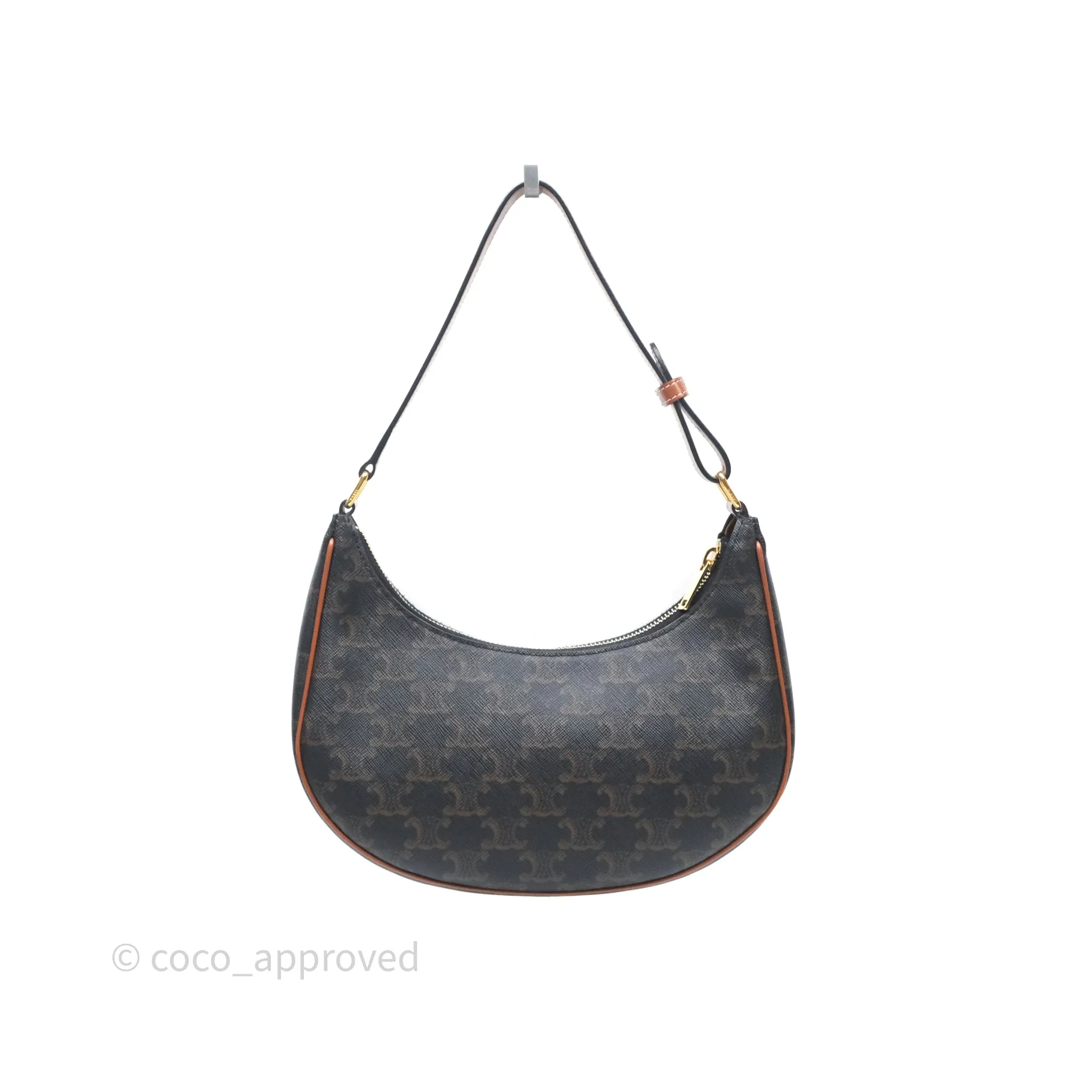 Celine Ava Bag In Triomphe Canvas Calfskin Tan