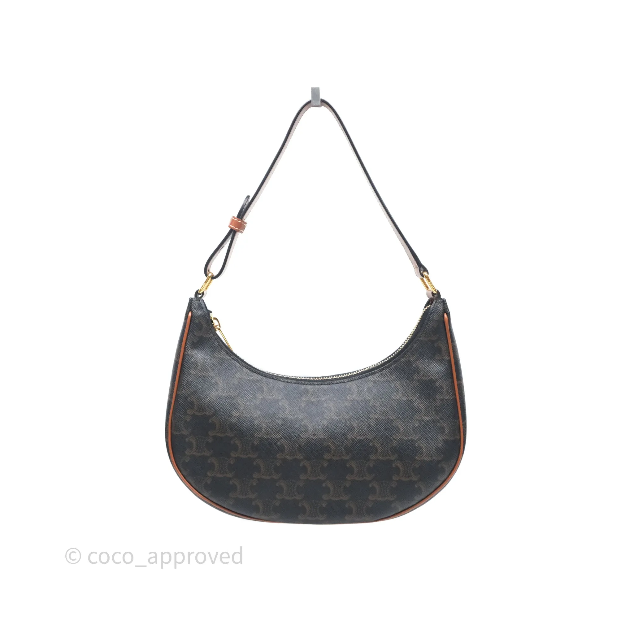 Celine Ava Bag In Triomphe Canvas Calfskin Tan