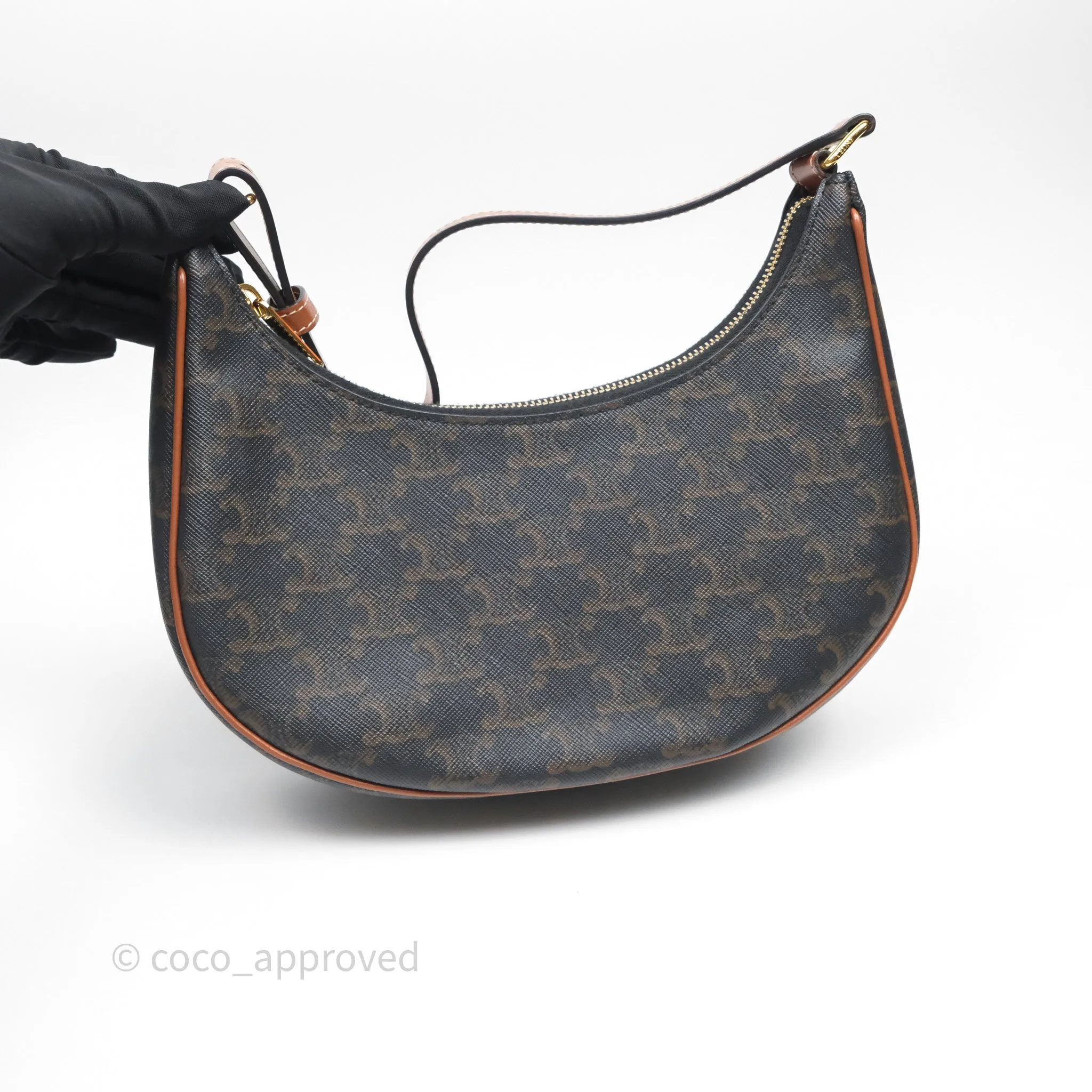 Celine Ava Bag In Triomphe Canvas Calfskin Tan