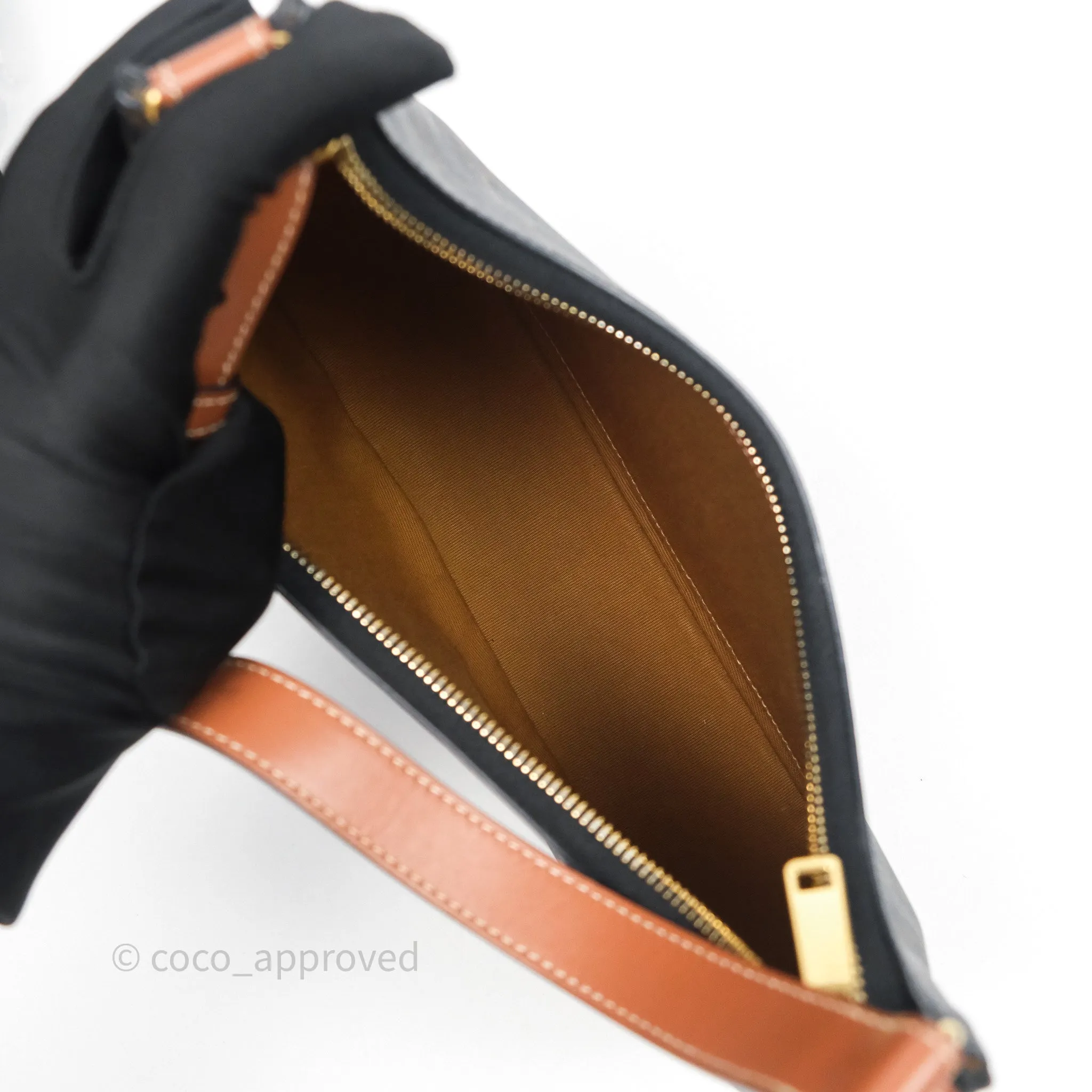 Celine Ava Bag In Triomphe Canvas Calfskin Tan