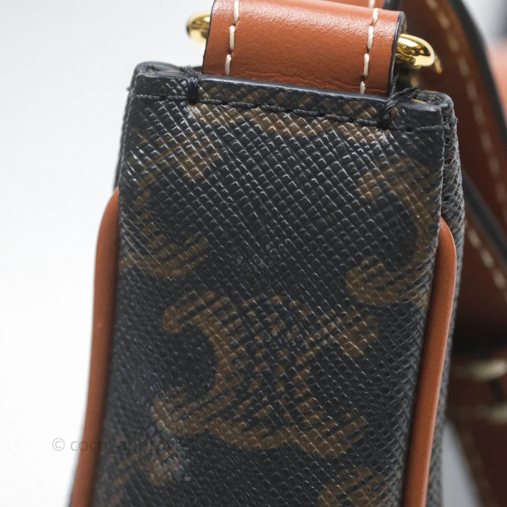 Celine Ava Bag In Triomphe Canvas Calfskin Tan